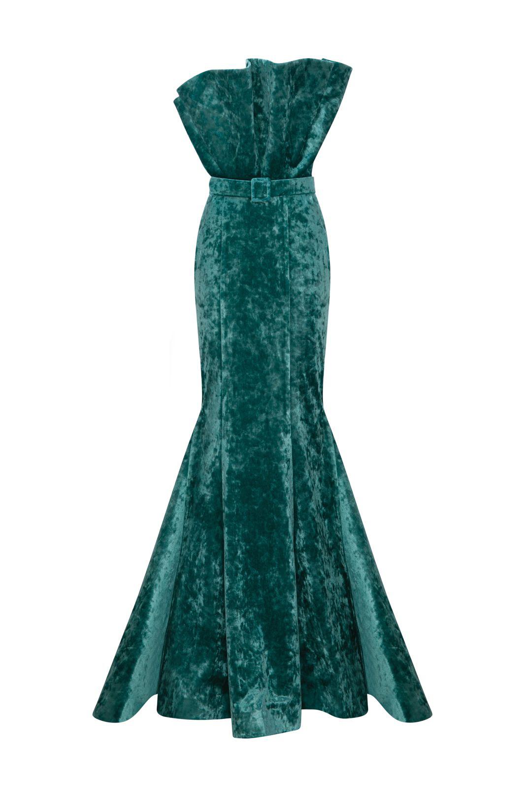 Emerald Strapless Evening Gown N0631
