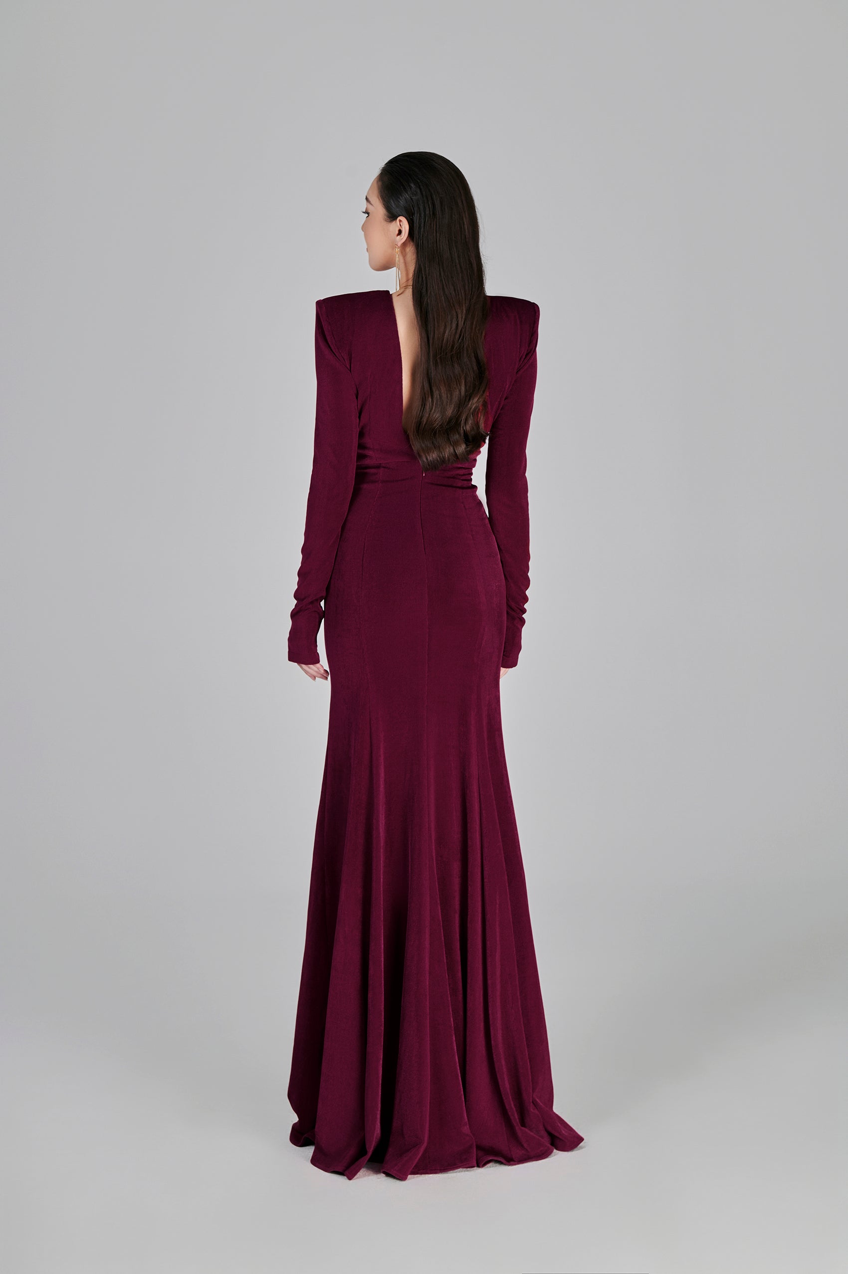 Erina Deep V-neck Fishtail Gown