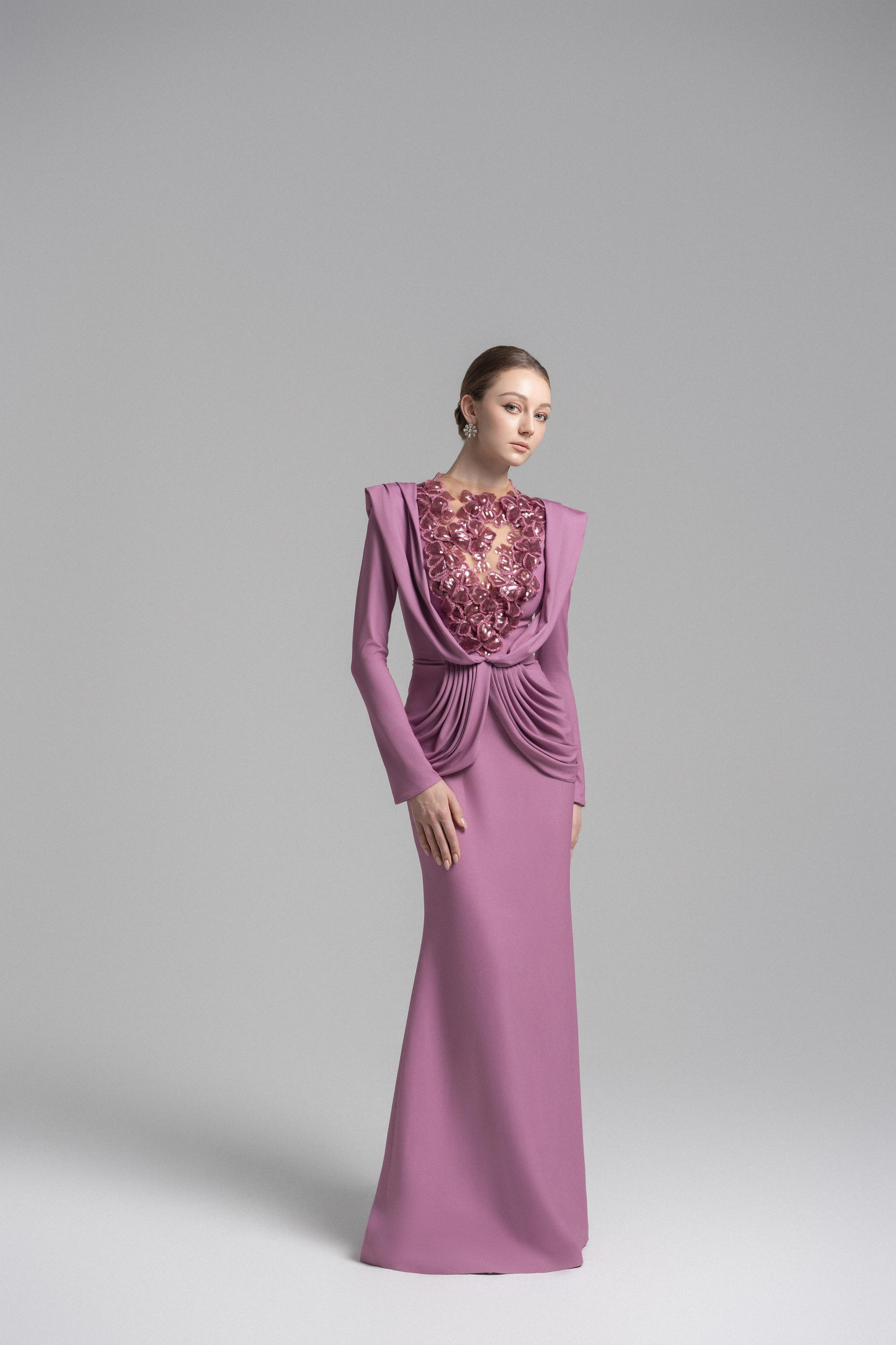 Ethereal Hooded Lace Evening Gown VL1015