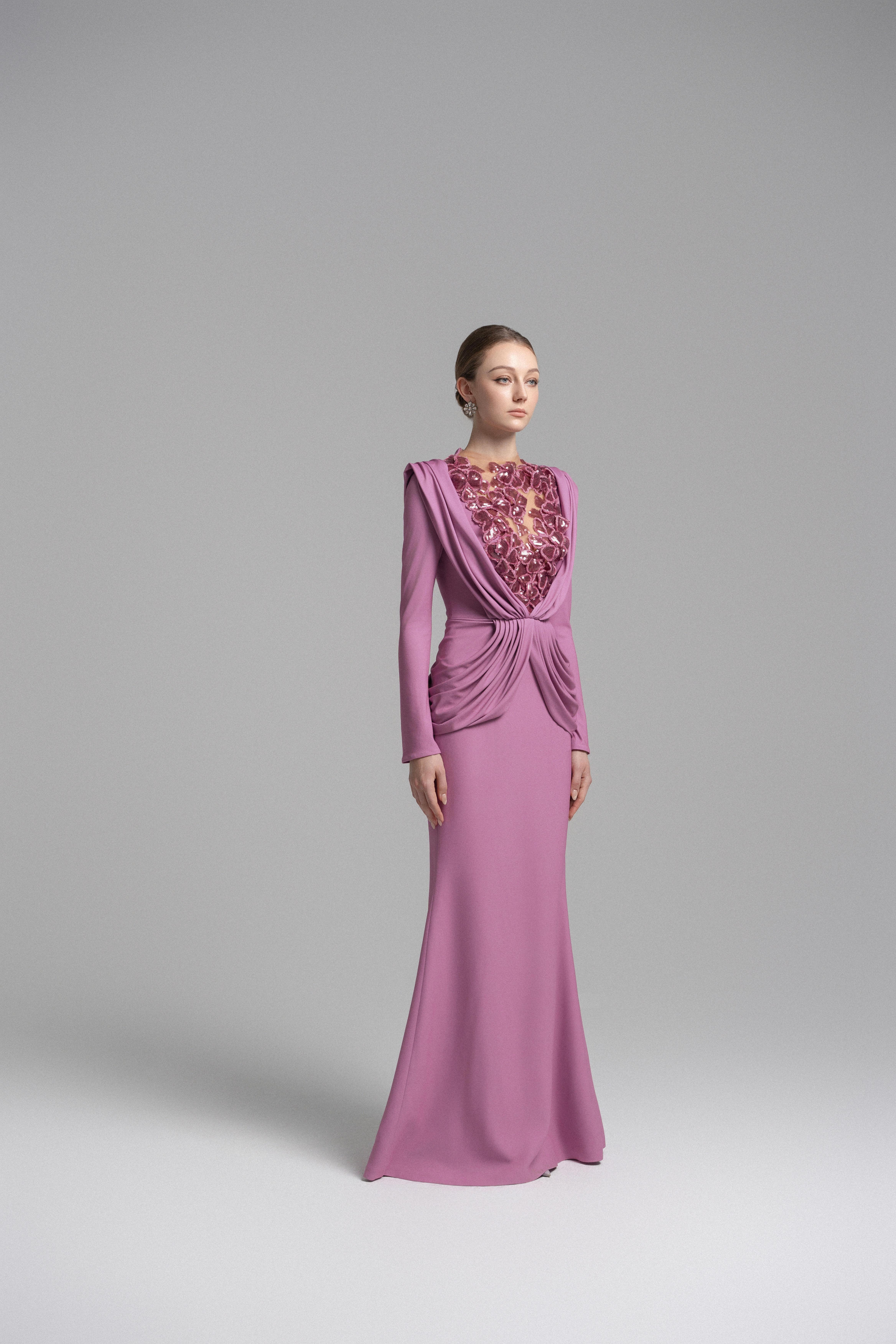 Ethereal Hooded Lace Evening Gown VL1015