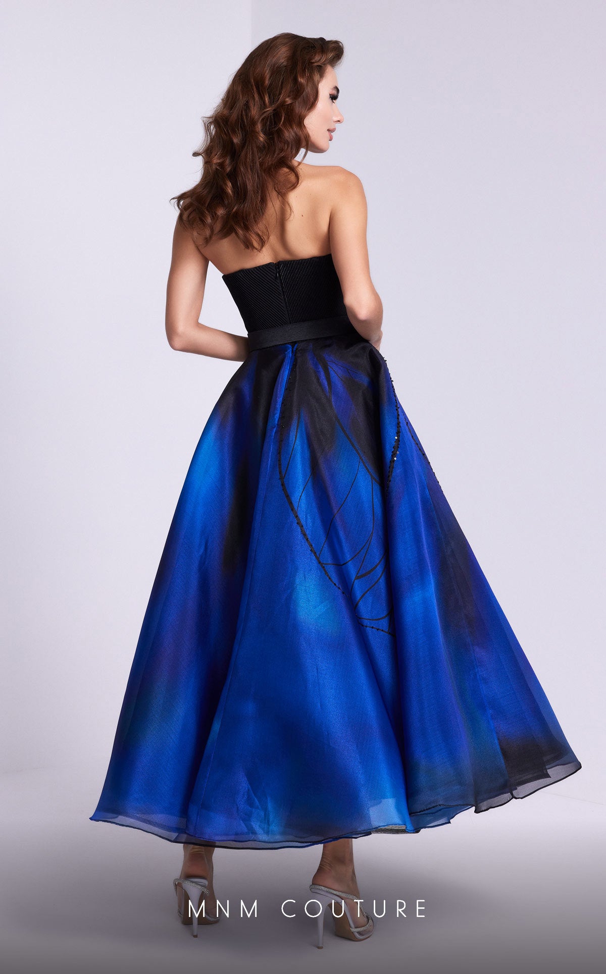 Fitted Evening Gown with Sheer Sleeves N0581