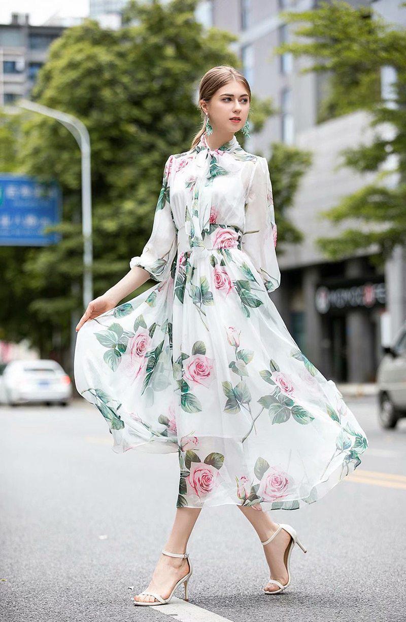 Long Sleeve Cut-out Floral Dress – ALELLY