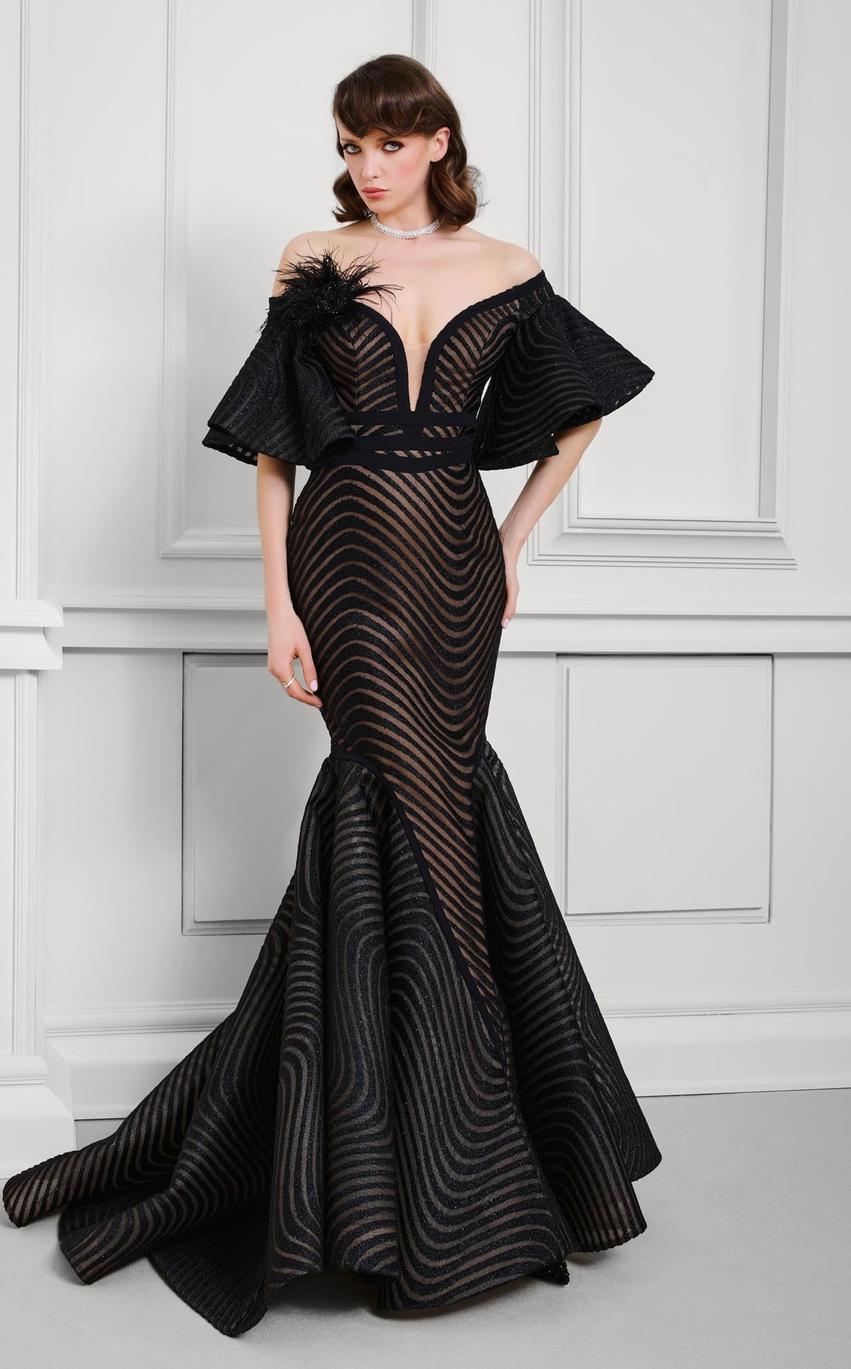 Fouad Sarkis F02925 Couture Evening Gown