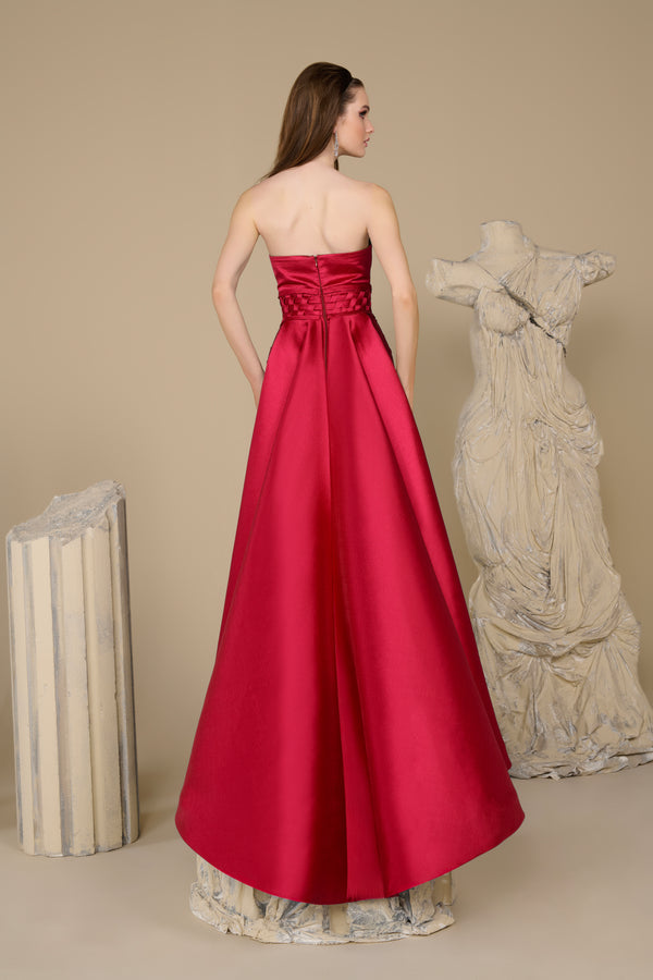 Fouad Sarkis F02948 Matte Satin Basket-Weave Corset Gown