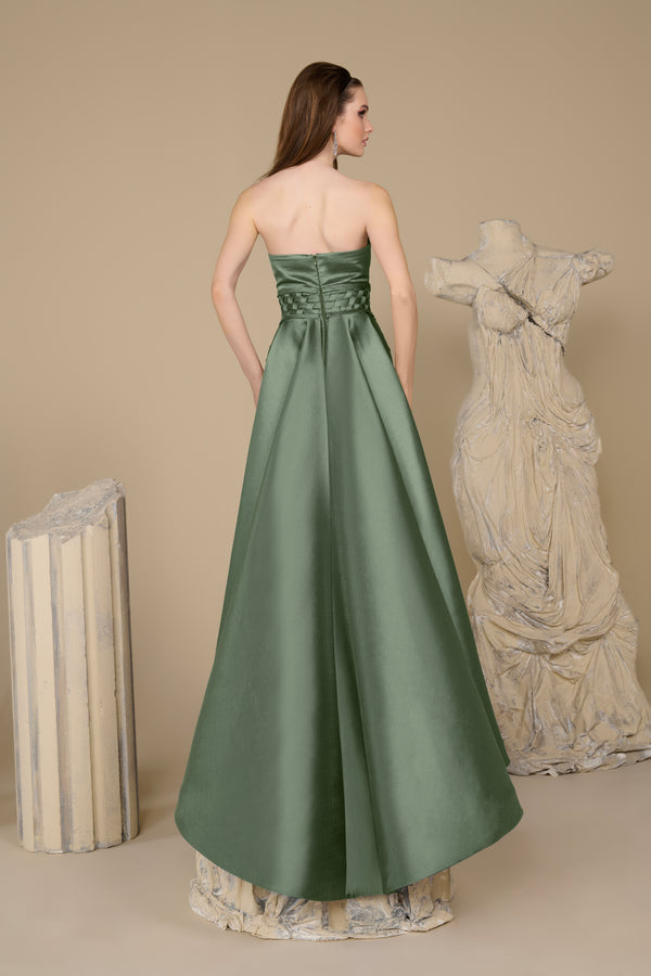 Fouad Sarkis F02948 Matte Satin Basket-Weave Corset Gown