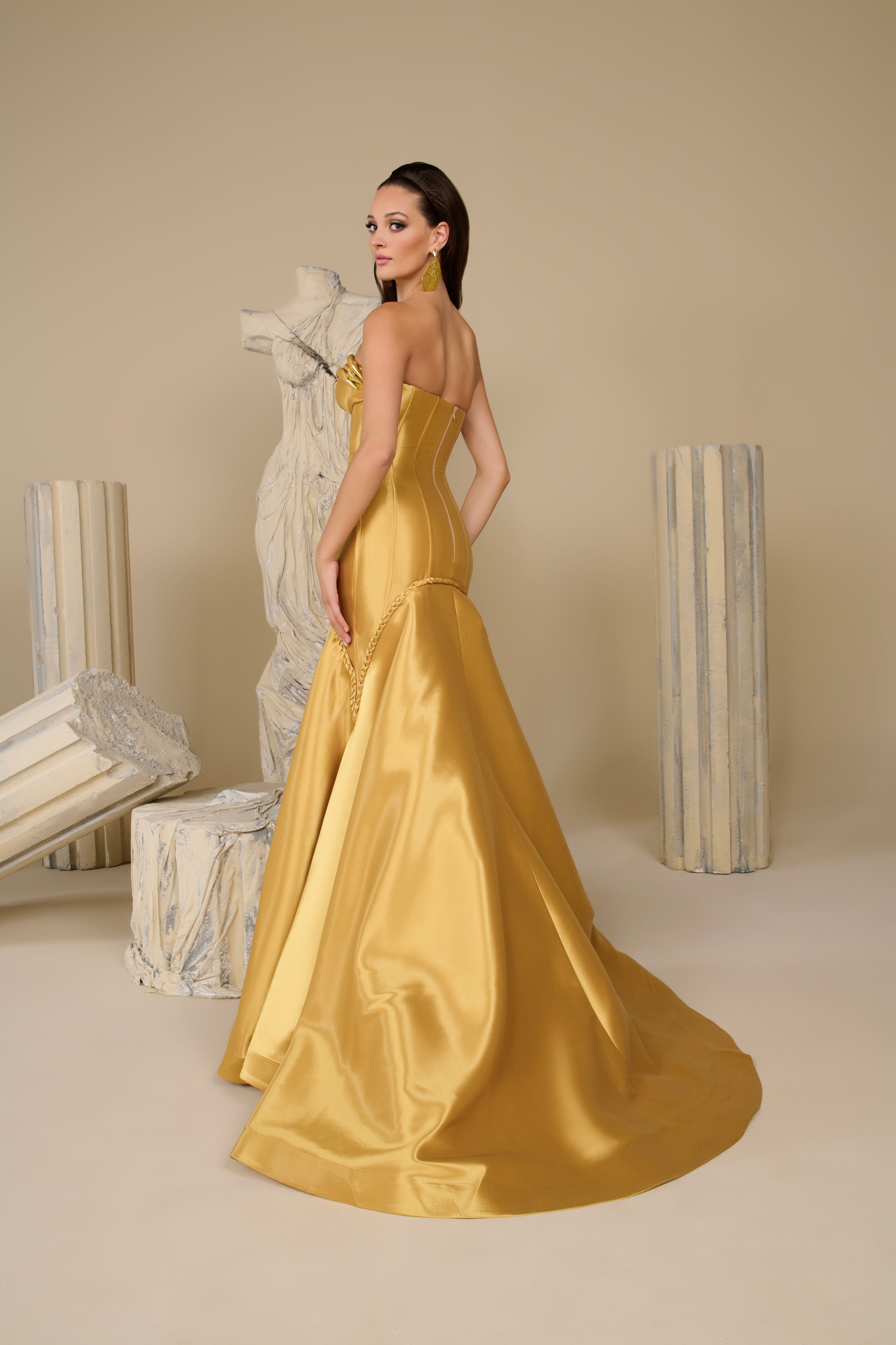 Fouad Sarkis F02951 Royal Satin Corseted Gown