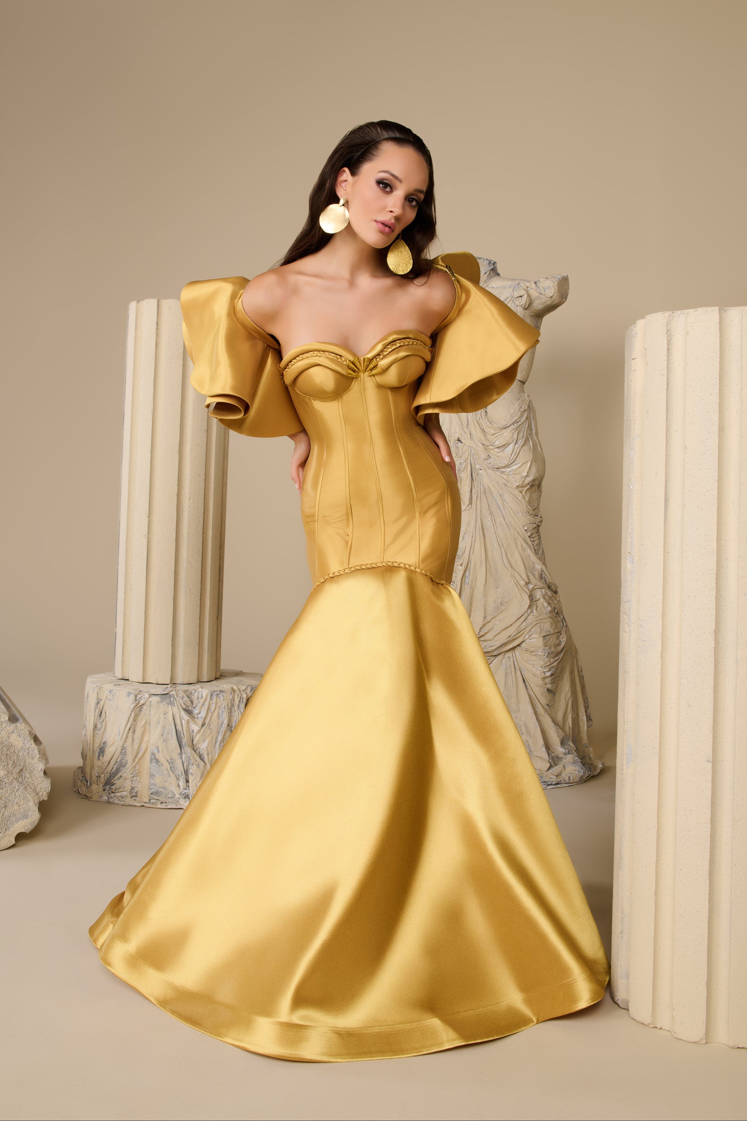 Fouad Sarkis F02951 Royal Satin Corseted Gown