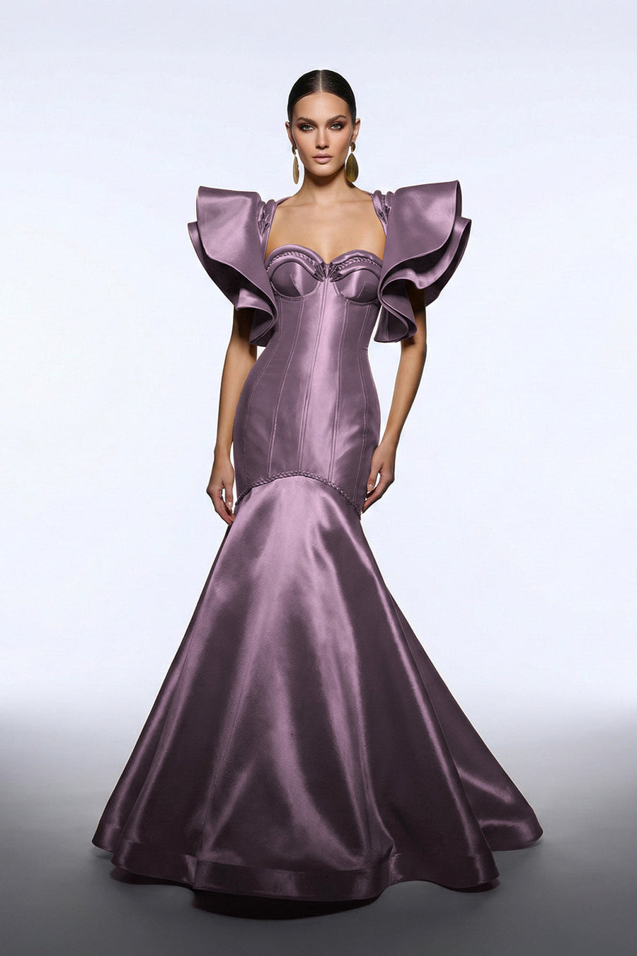 Fouad Sarkis F02951 Royal Satin Corseted Gown