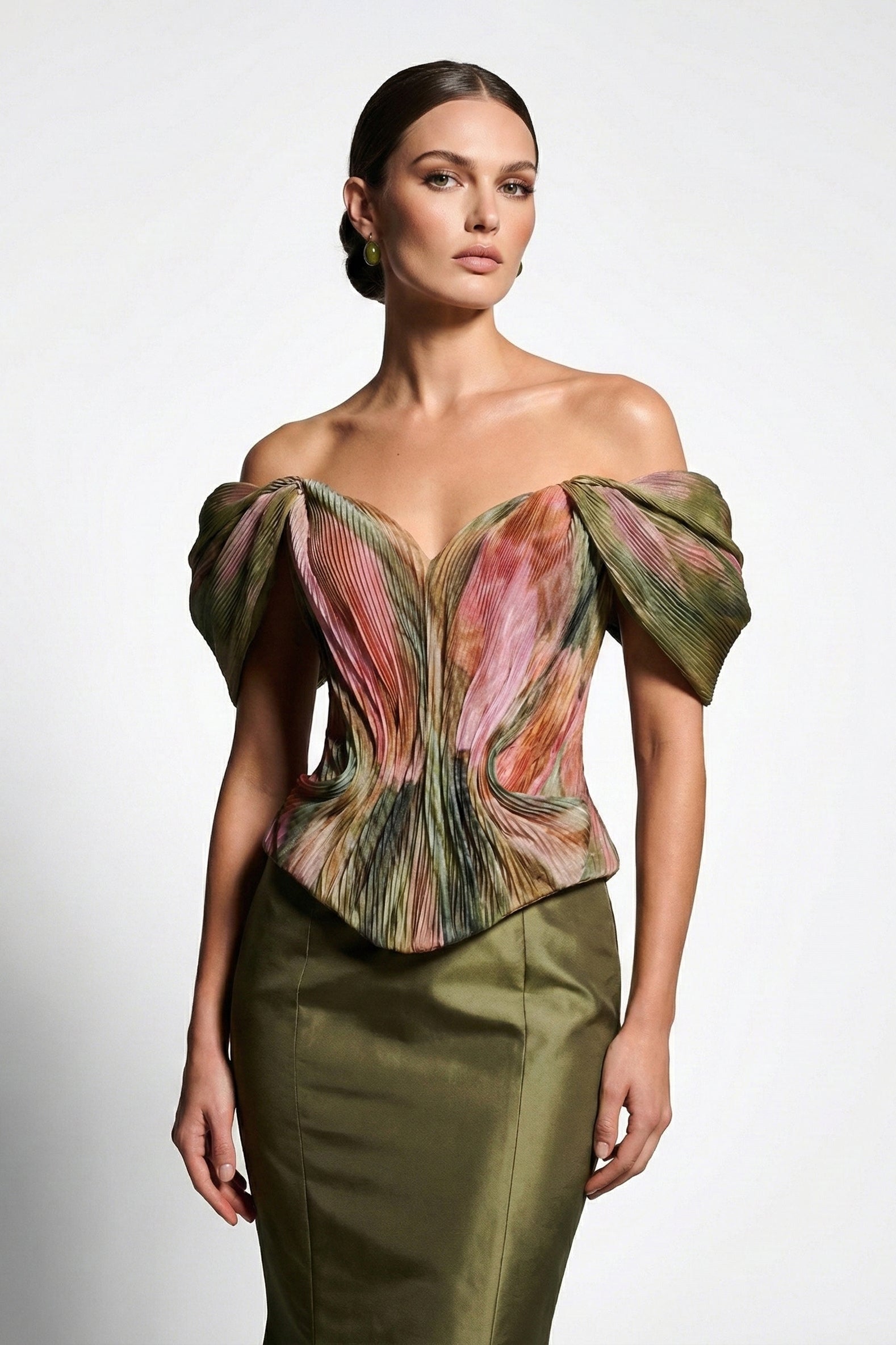 Fouad Sarkis F02981A Sculptural Couture Evening Gown