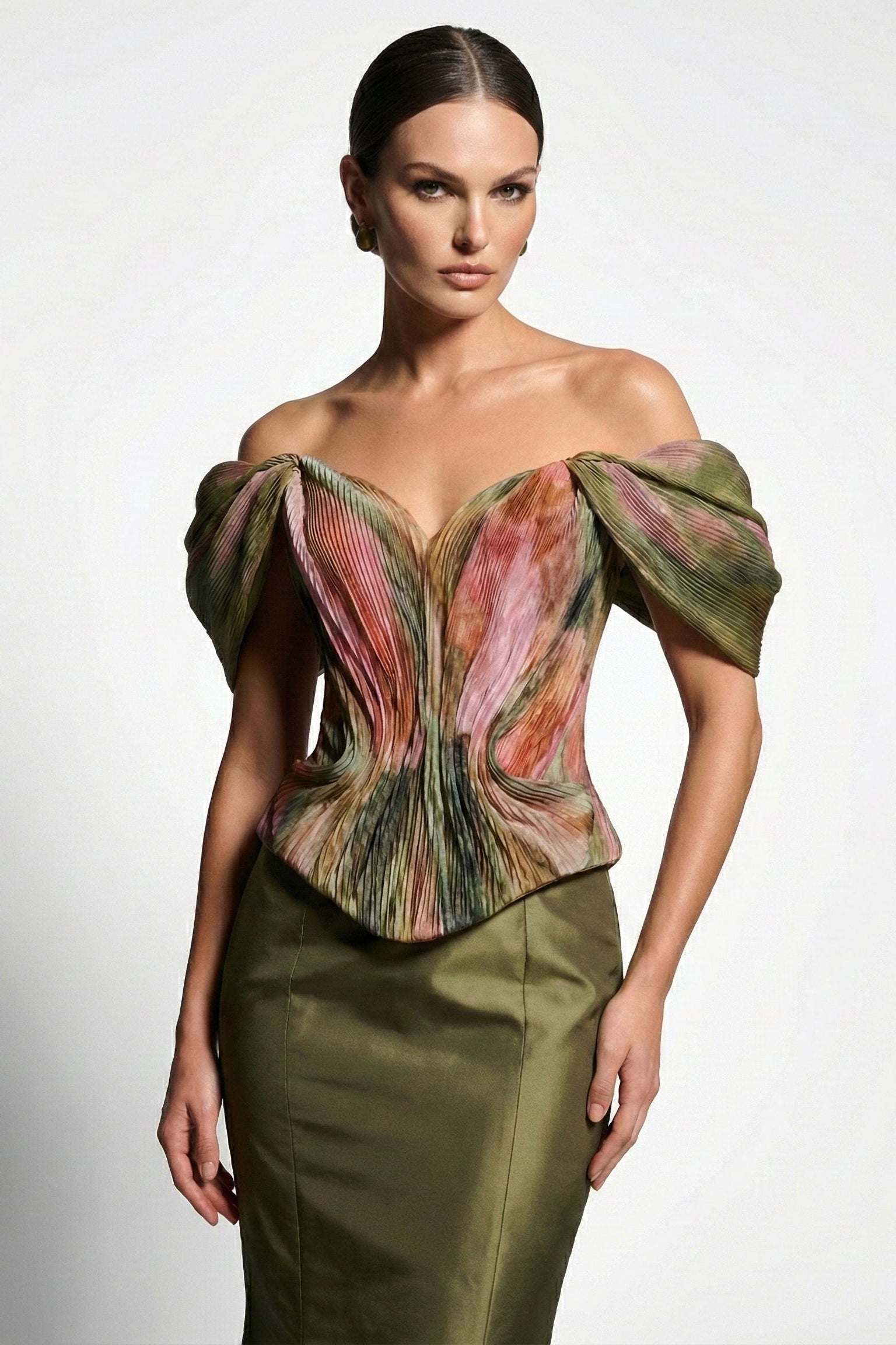 Fouad Sarkis F02981A Sculptural Couture Evening Gown