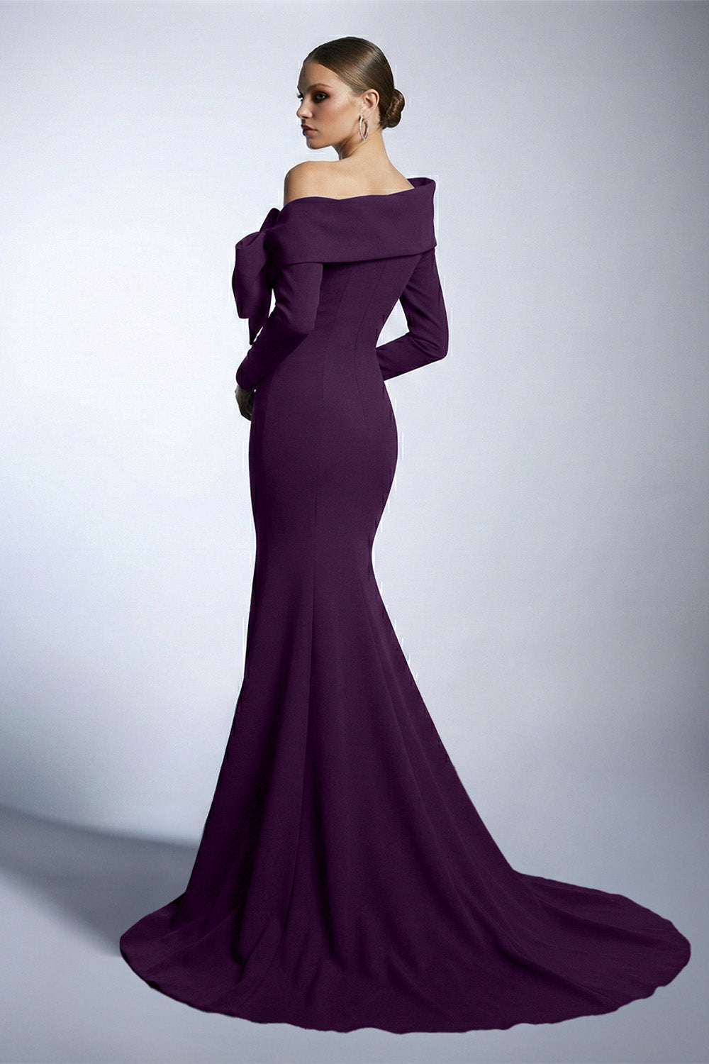 Fouad Sarkis F03007 Navy Blue Bow Mermaid Gown