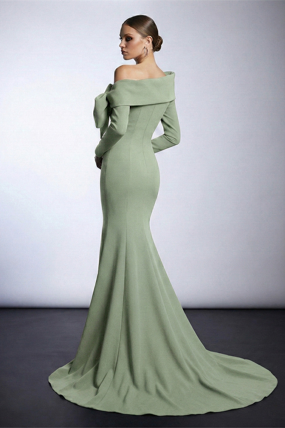 Fouad Sarkis F03007 Navy Blue Bow Mermaid Gown