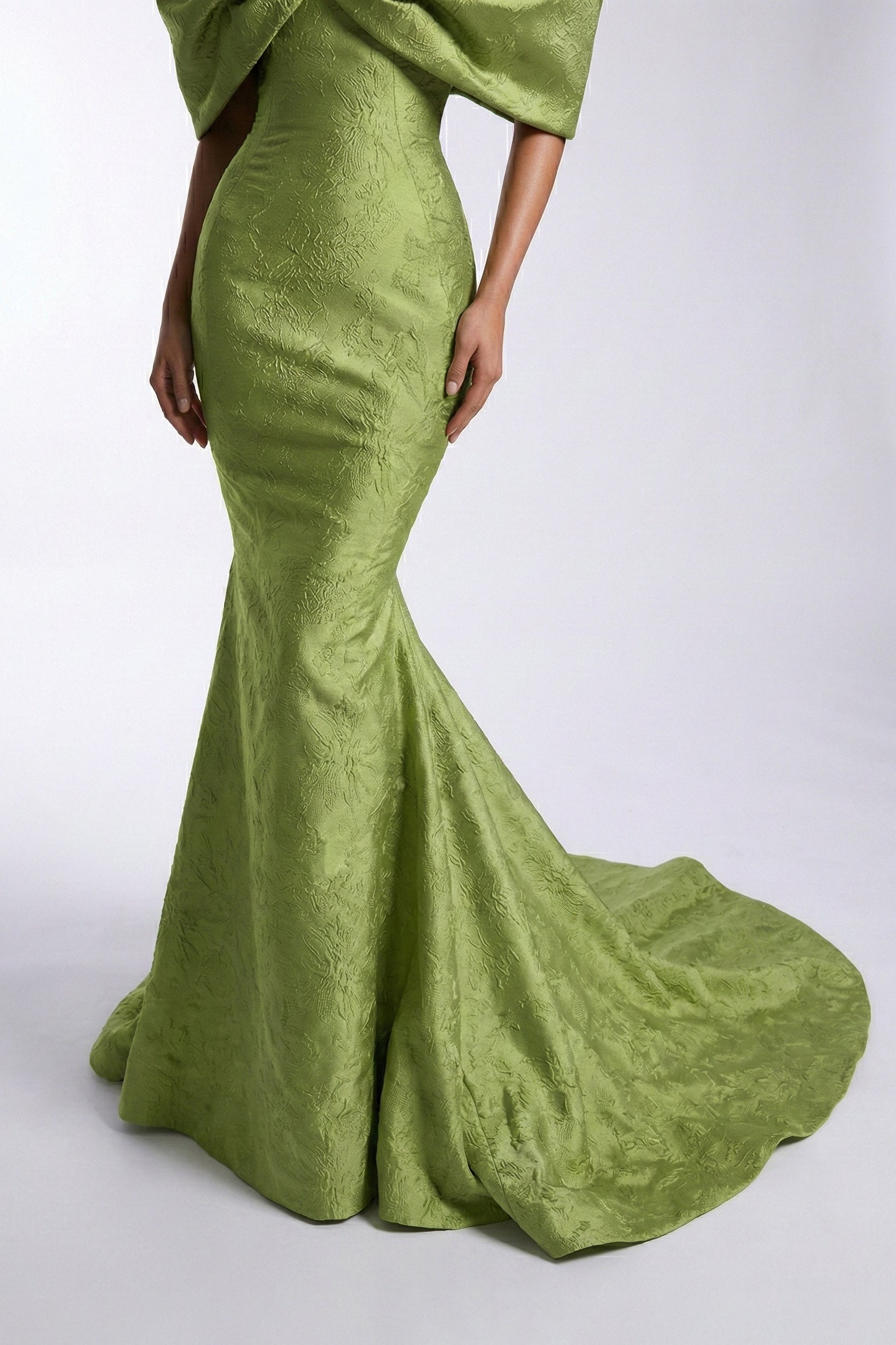 Fouad Sarkis F03009 Jacquard Bow Mermaid Gown