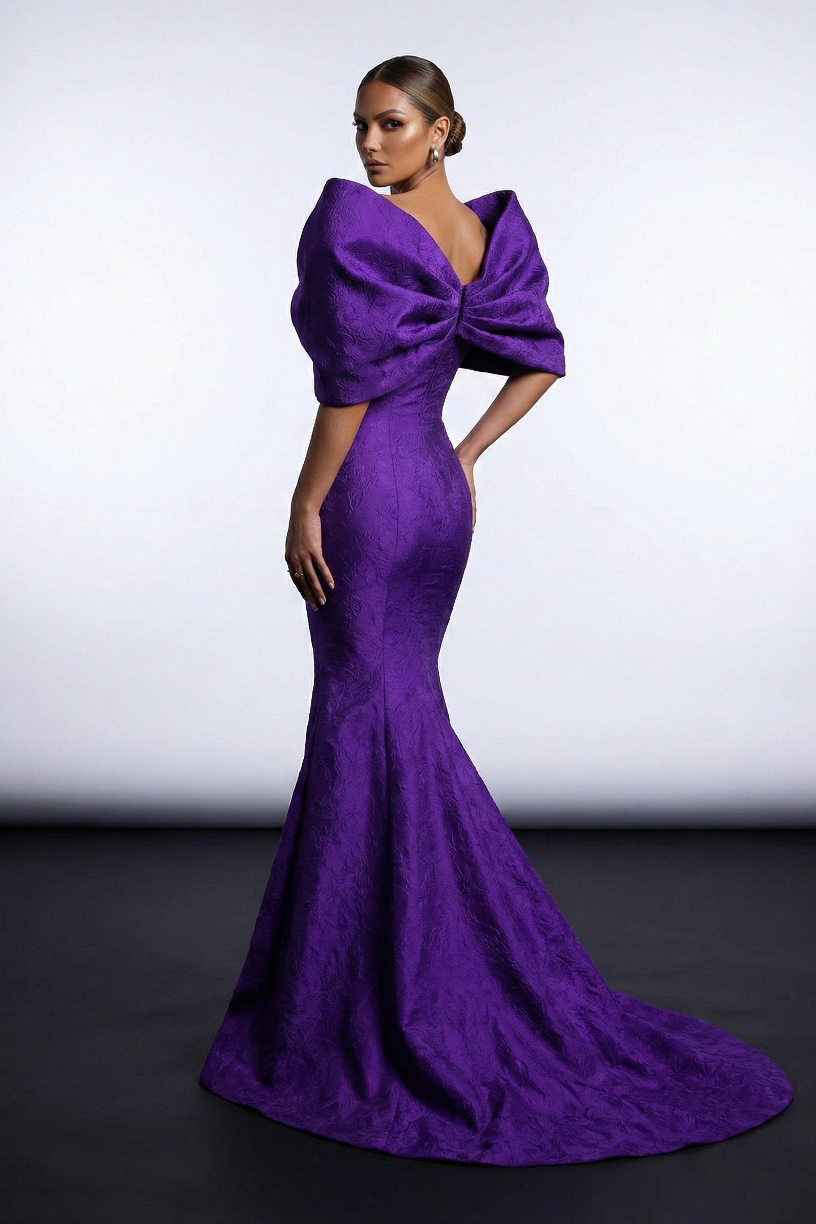 Fouad Sarkis F03009 Jacquard Bow Mermaid Gown