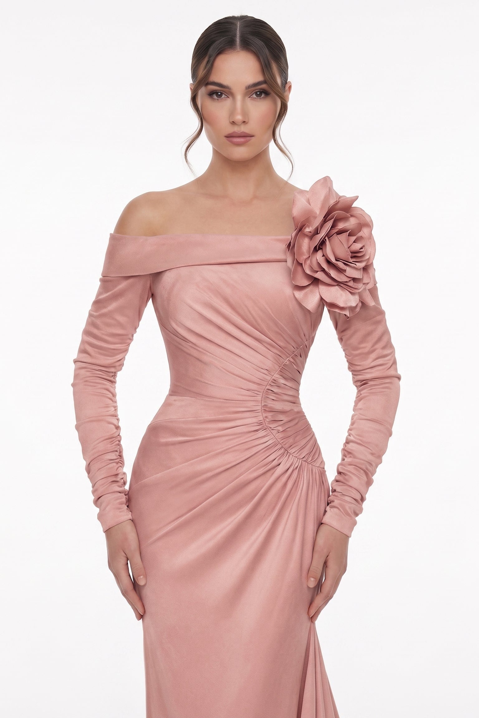 Fouad Sarkis F03015 Blush Off-Shoulder Mermaid Gown