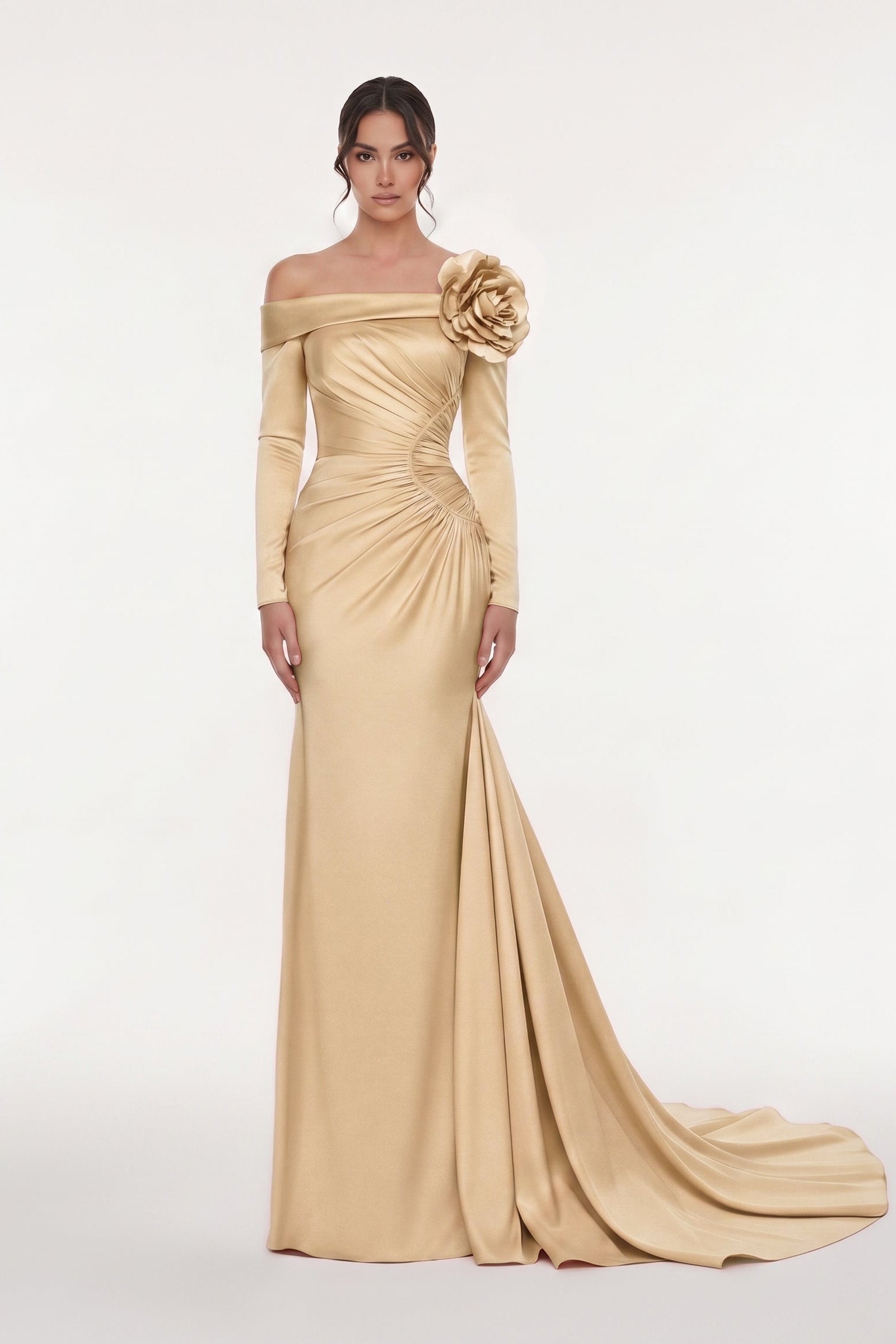 Fouad Sarkis F03015 Blush Off-Shoulder Mermaid Gown