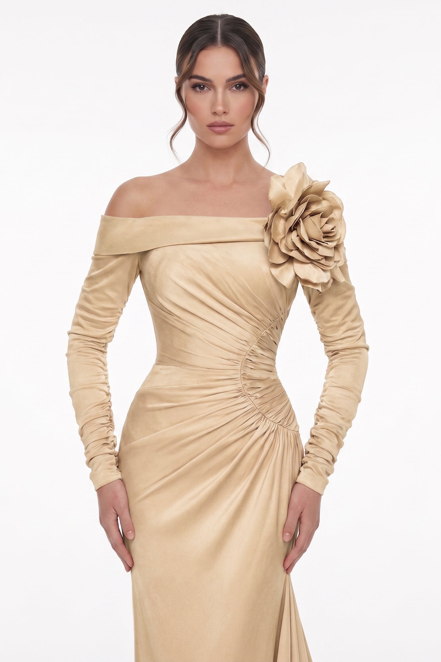 Fouad Sarkis F03015 Blush Off-Shoulder Mermaid Gown