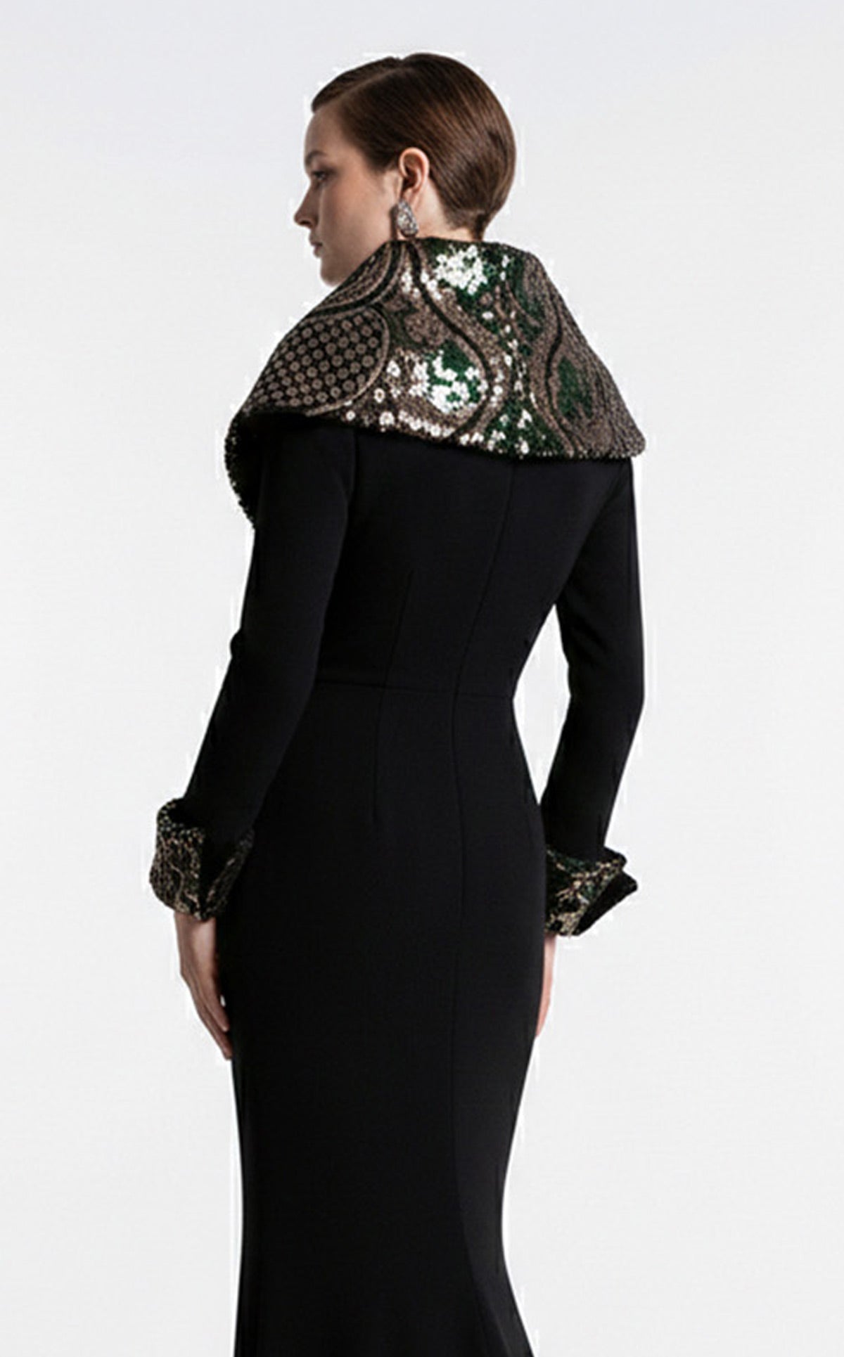 Fouad Sarkis F03019 Black Embellished Collar Gown