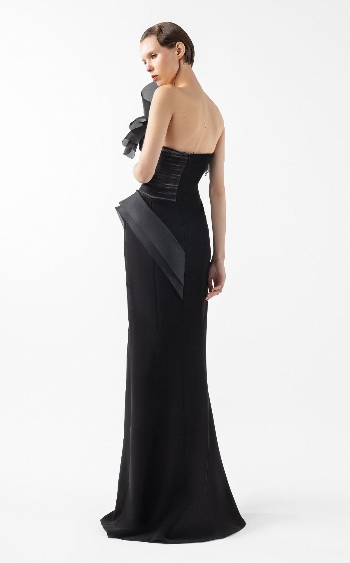 Noir Whispers in Sculpted Tulle and Organza Dress G2010
