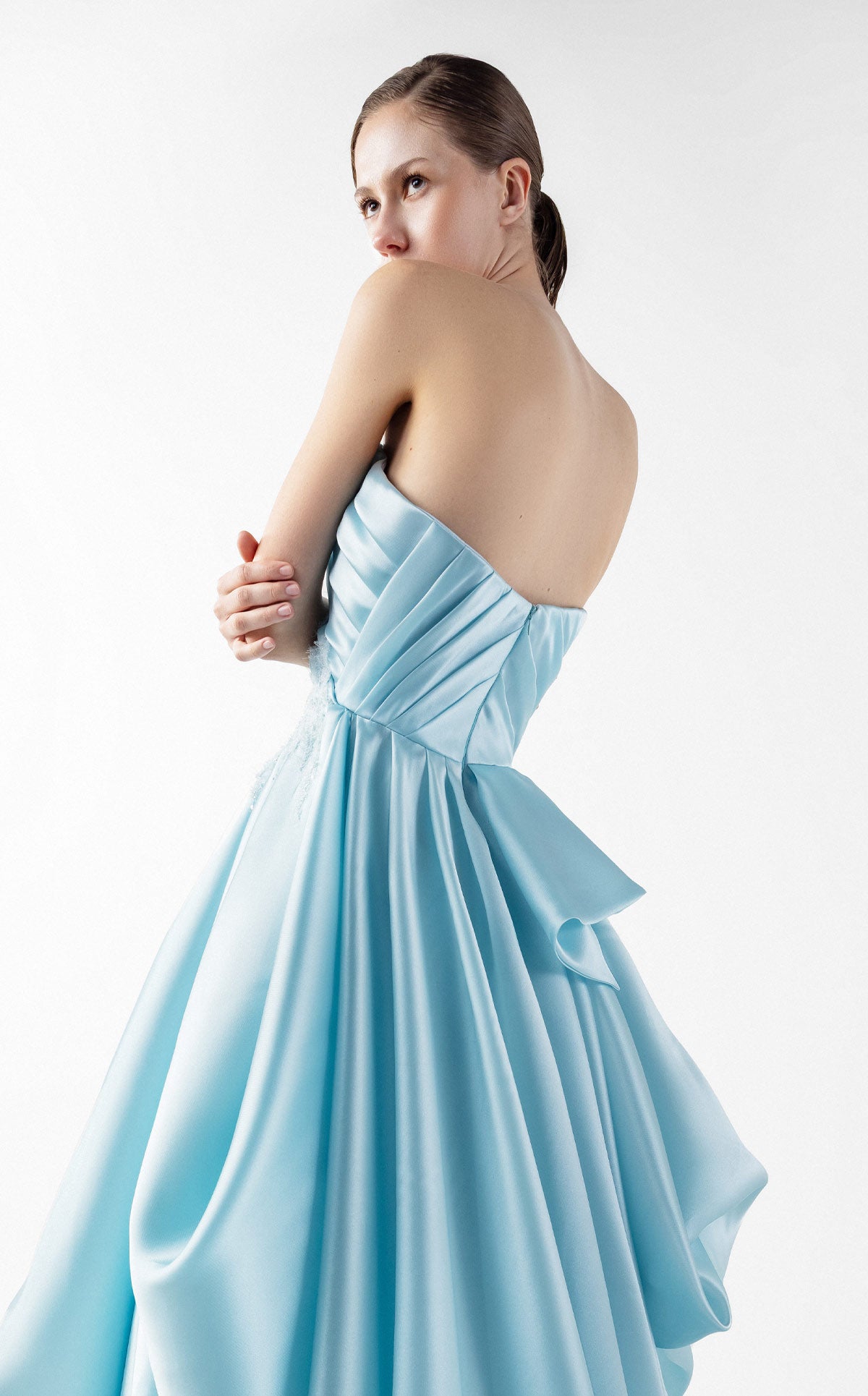 Celestial Blue Waterfall Lace and Organza Gown G2014