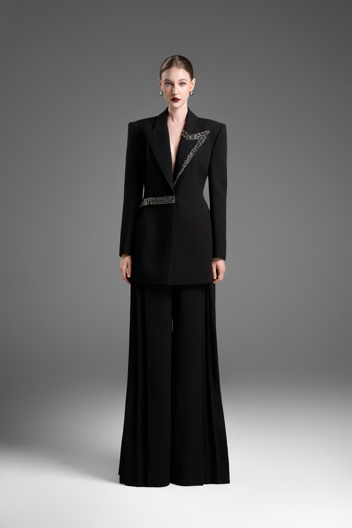 Wide-Leg Trousers with Multi-Pleat Detailing on the Sides