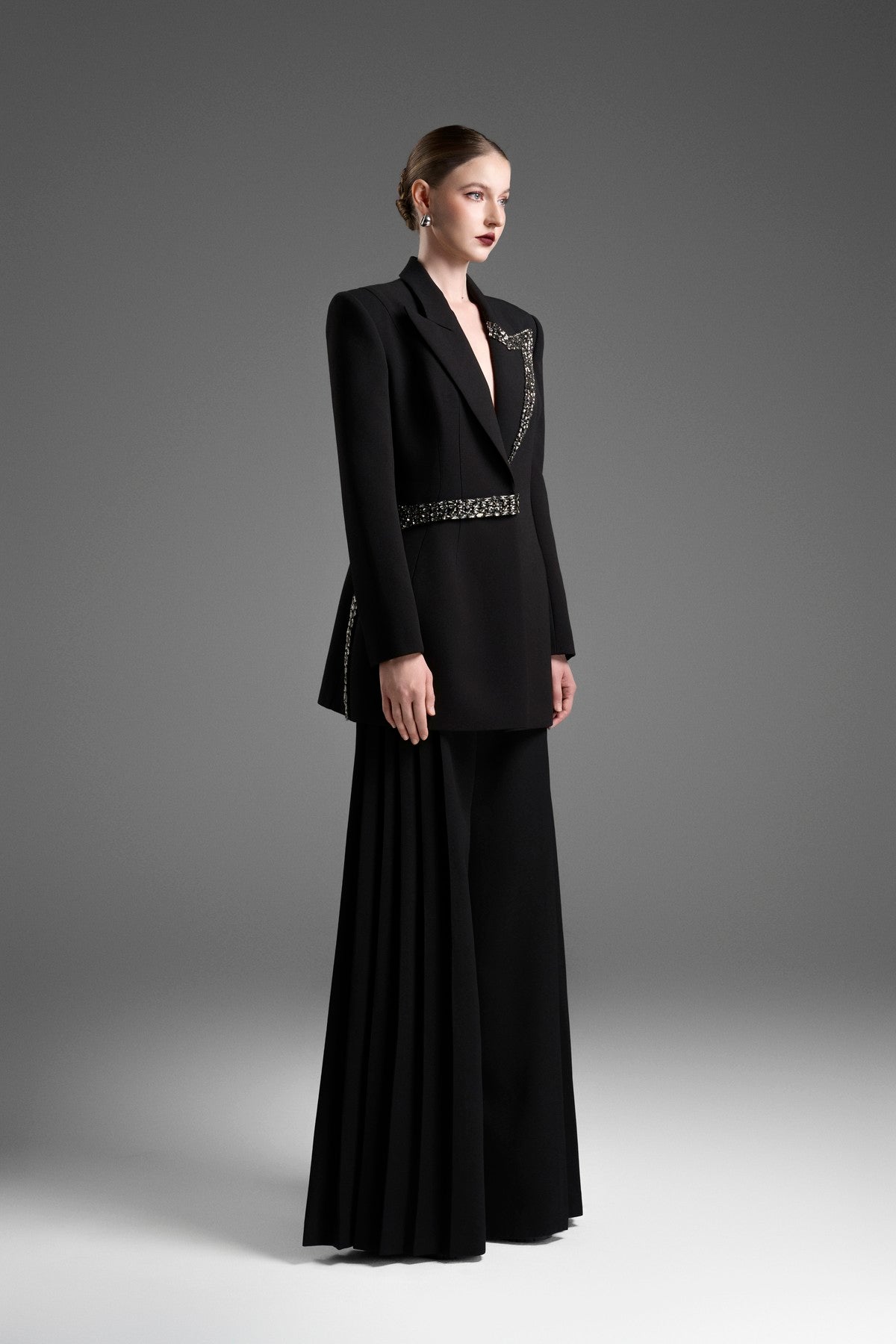 Wide-Leg Trousers with Multi-Pleat Detailing on the Sides