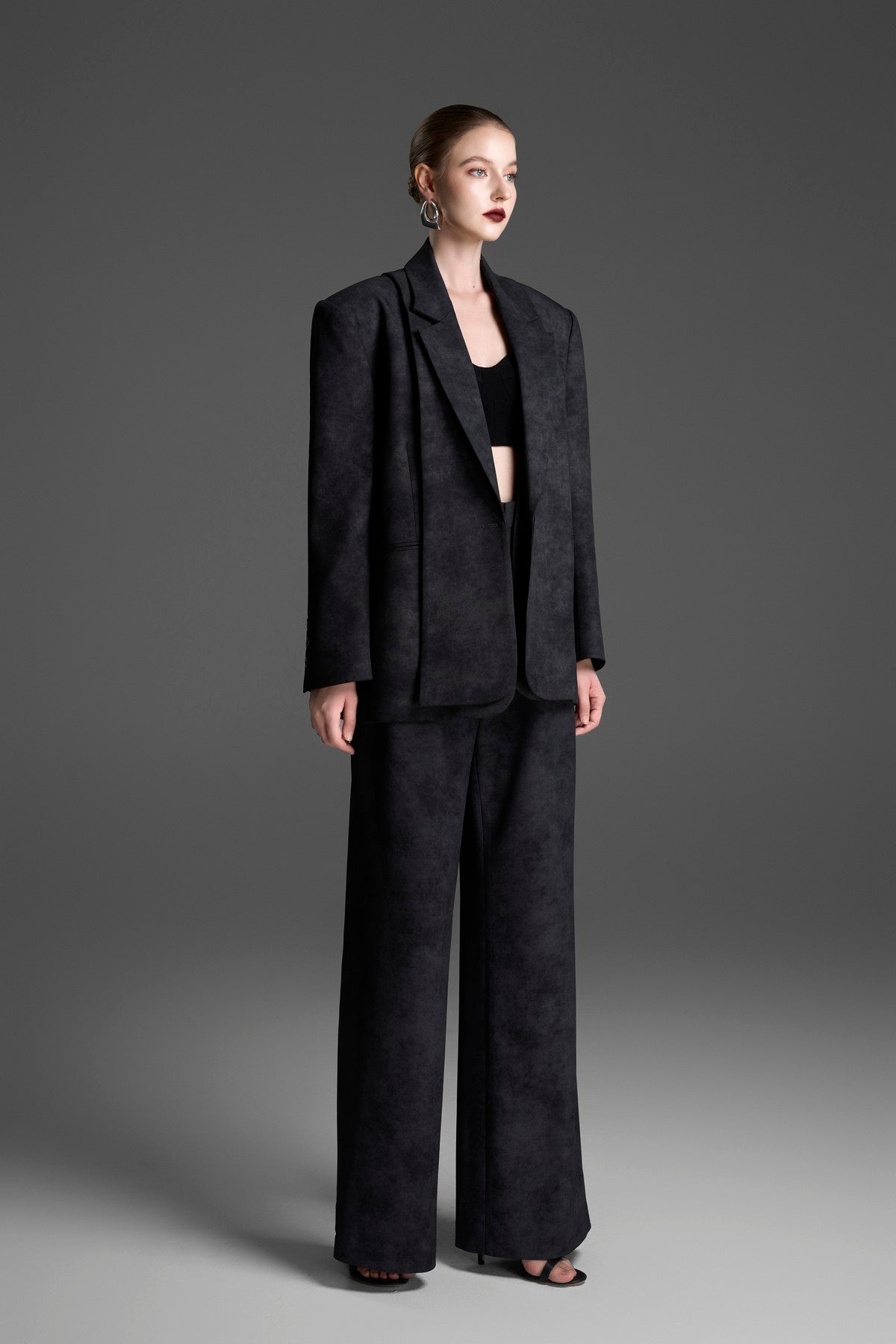 Modern, Straight-Leg Trousers in a Matching Grey-Black Wash