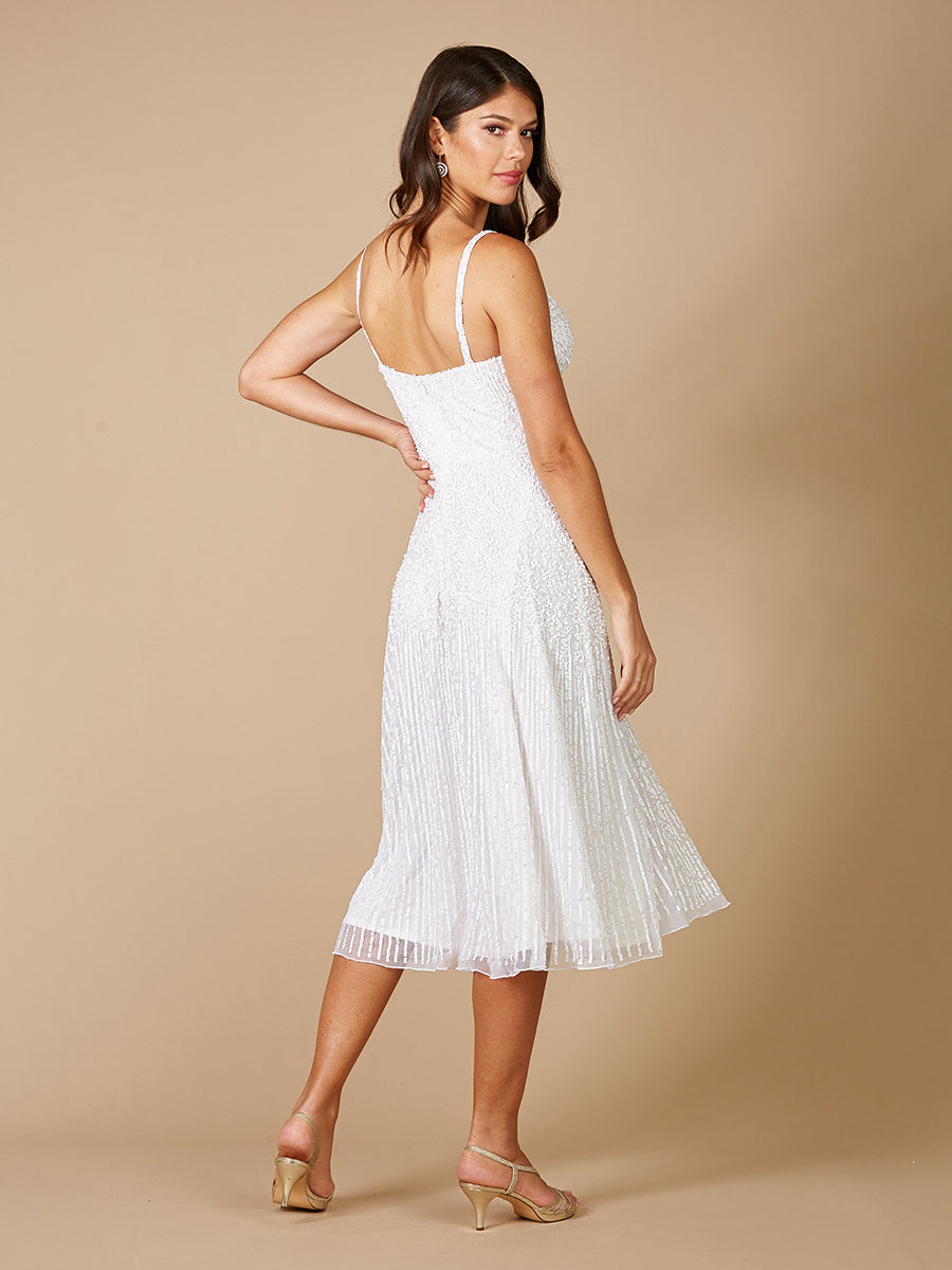 Gemma Beaded Tank Midi Dress with Flowing A-Line Skirt 51074