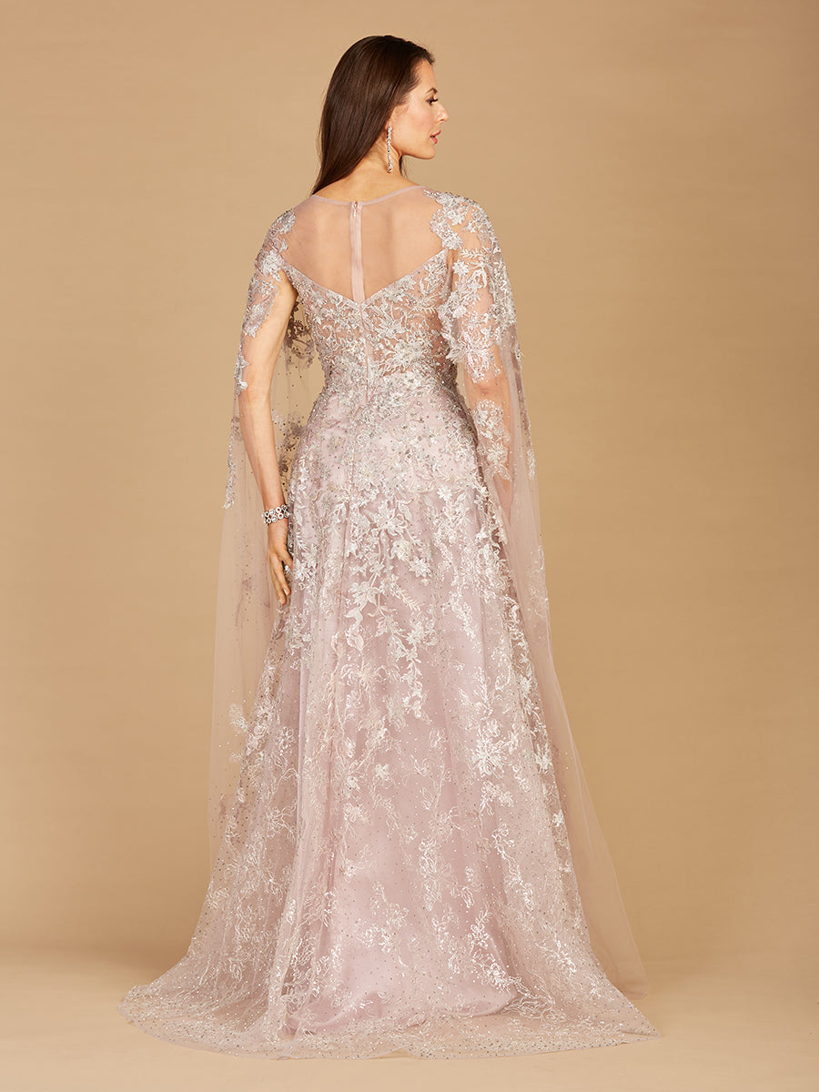 Glittering Lace Ball Gown with Cape Sleeves 29300