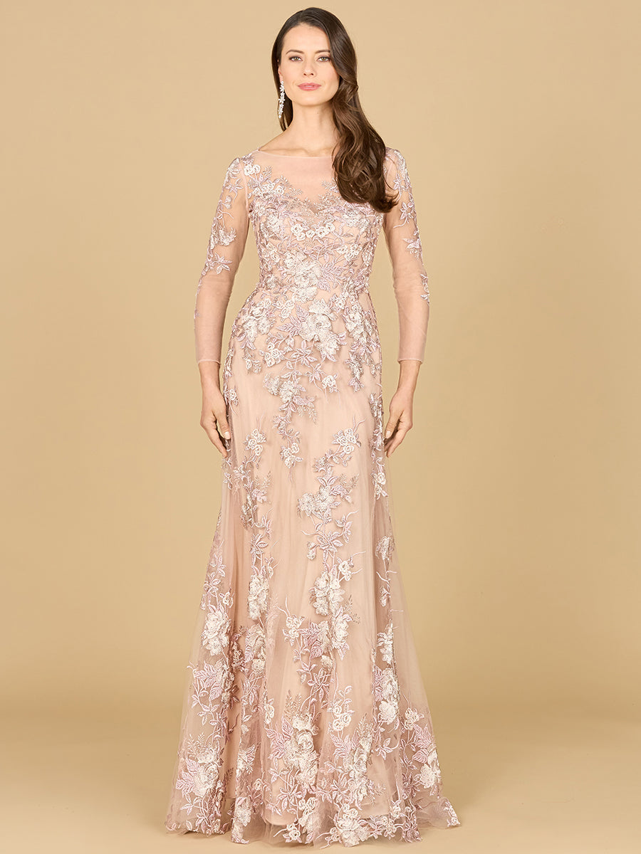 Glittering Lace Ball Gown with Long Sleeves 29327