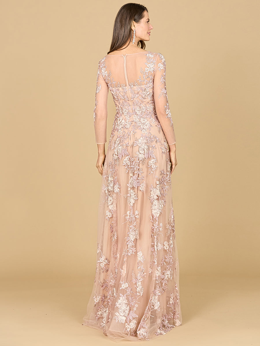 Glittering Lace Ball Gown with Long Sleeves 29327
