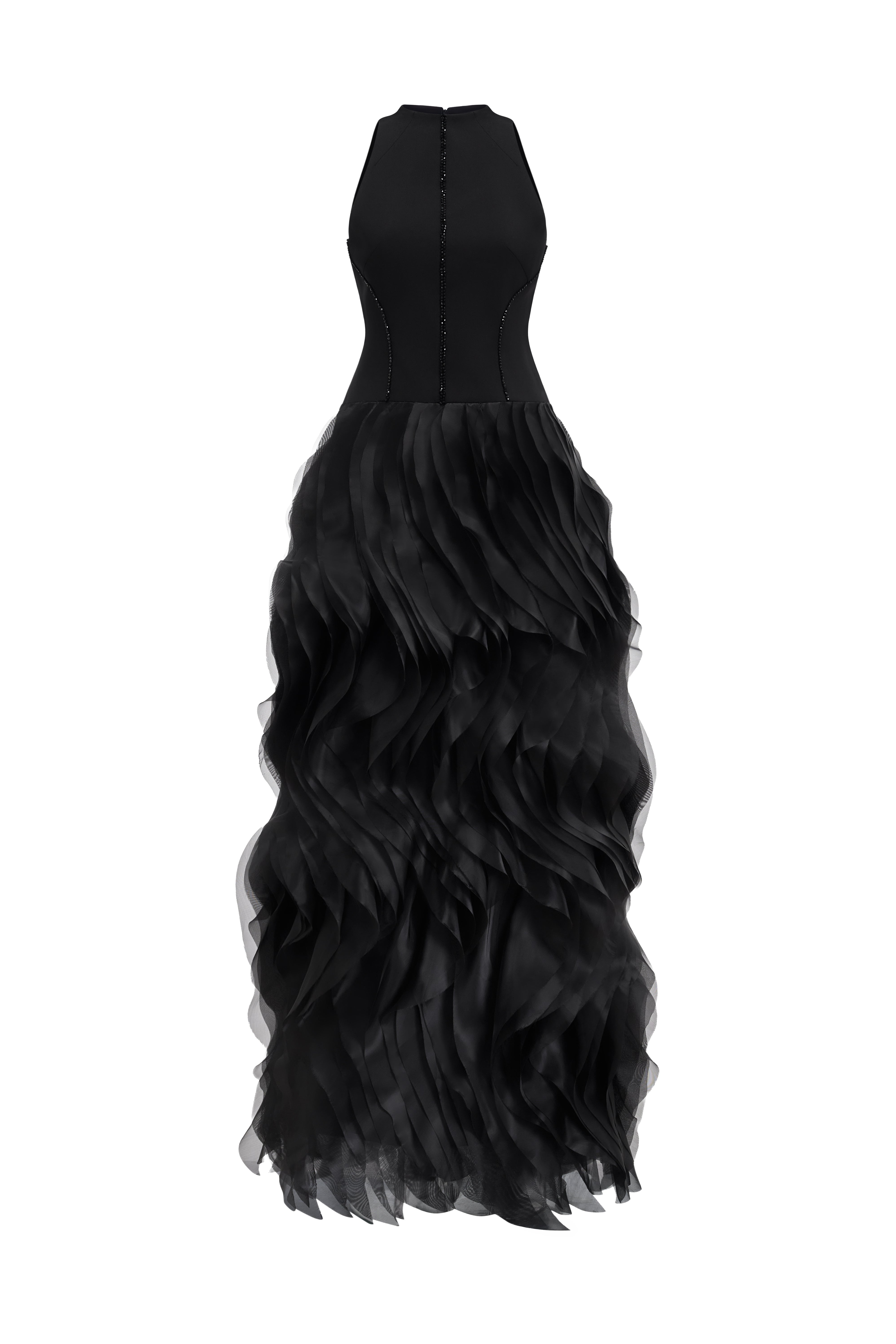 Halter Twill & Organza Gown