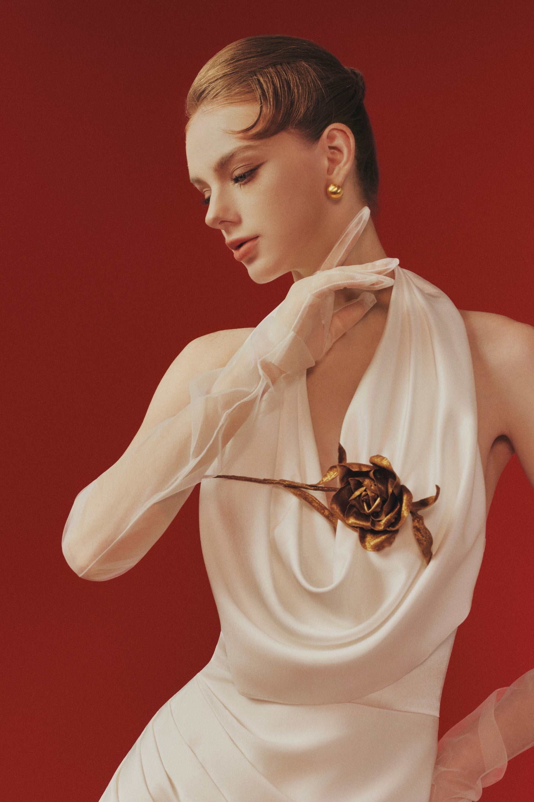 Hanah Halter Draped Maxi Dress