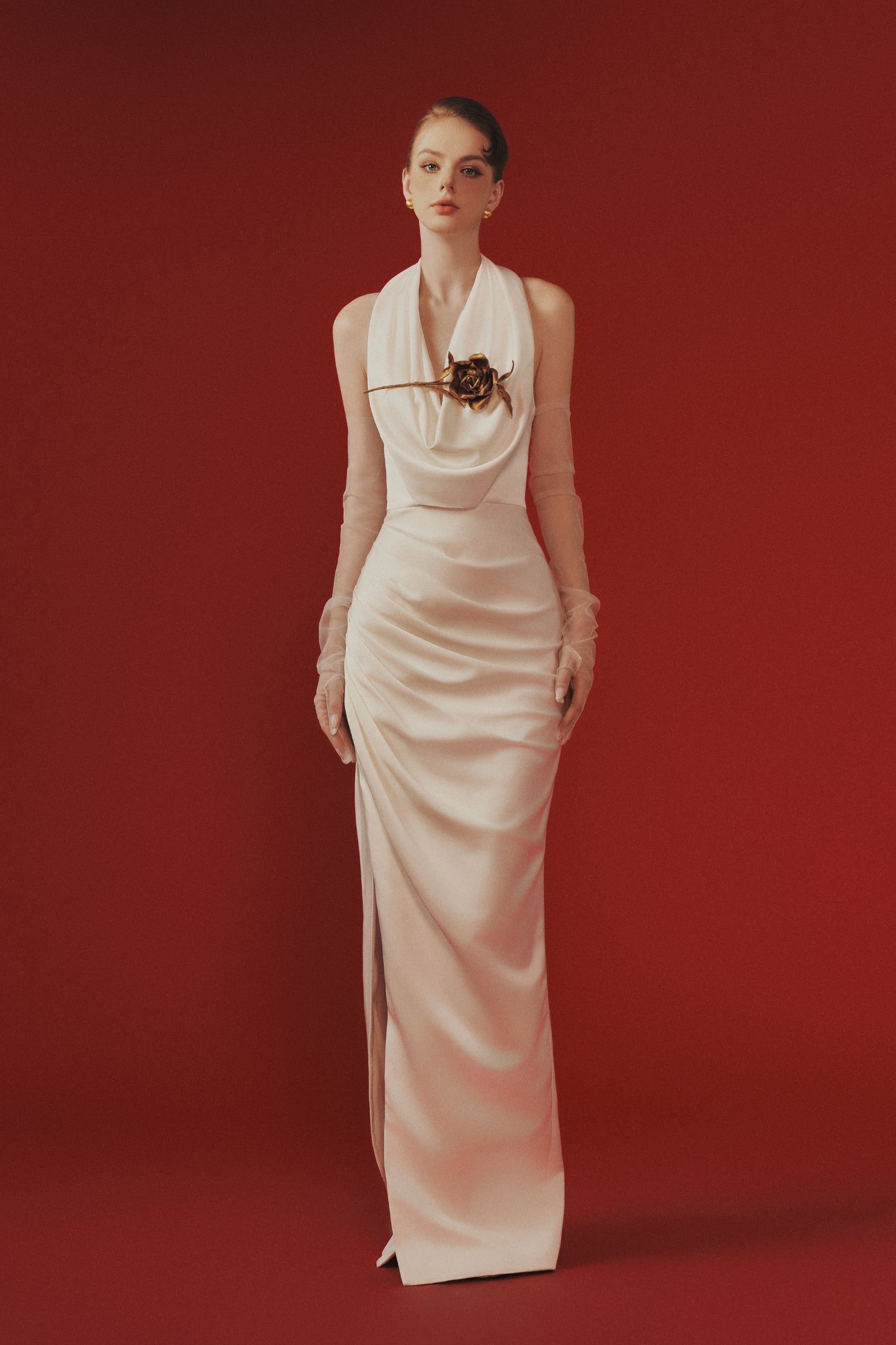 Hanah Halter Draped Maxi Dress