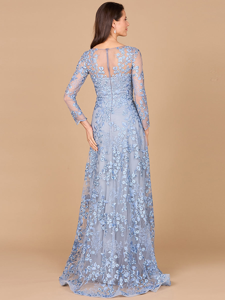 Illusion Neckline, Long Sleeves Gown 28987