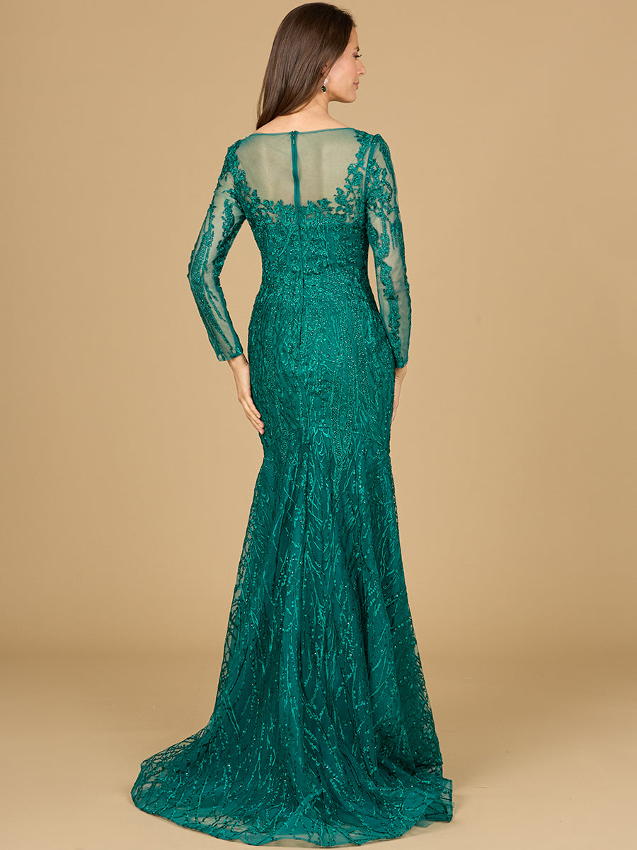 Illusion Sweetheart Mermaid Gown with Long Sleeves 29131