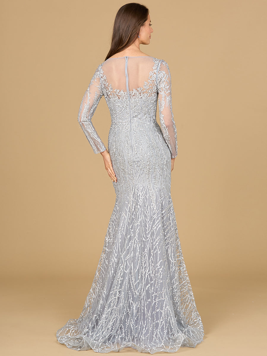 Illusion Sweetheart Mermaid Gown with Long Sleeves 29131