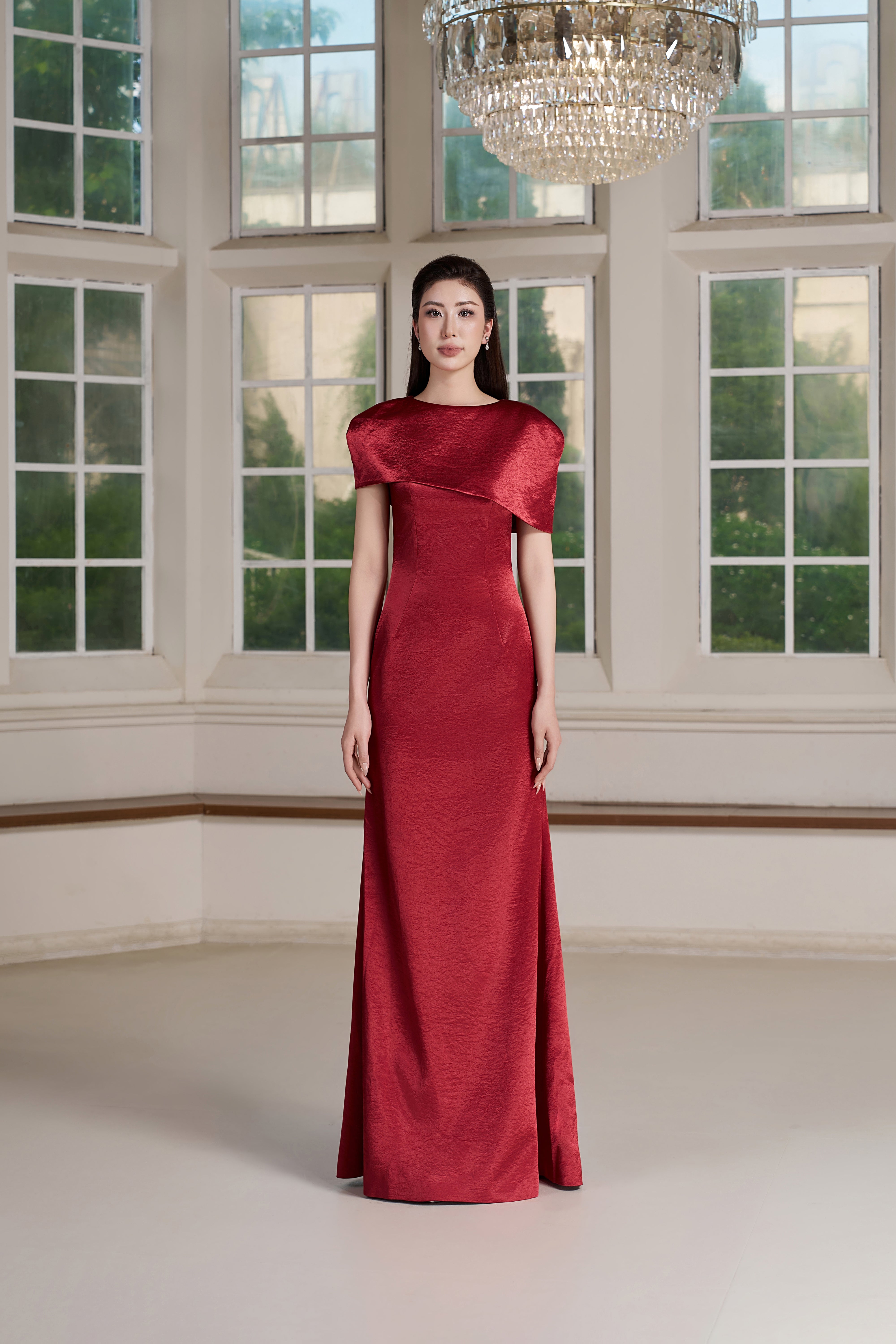 Iva Dress – Mandarin Red Maxi Dress