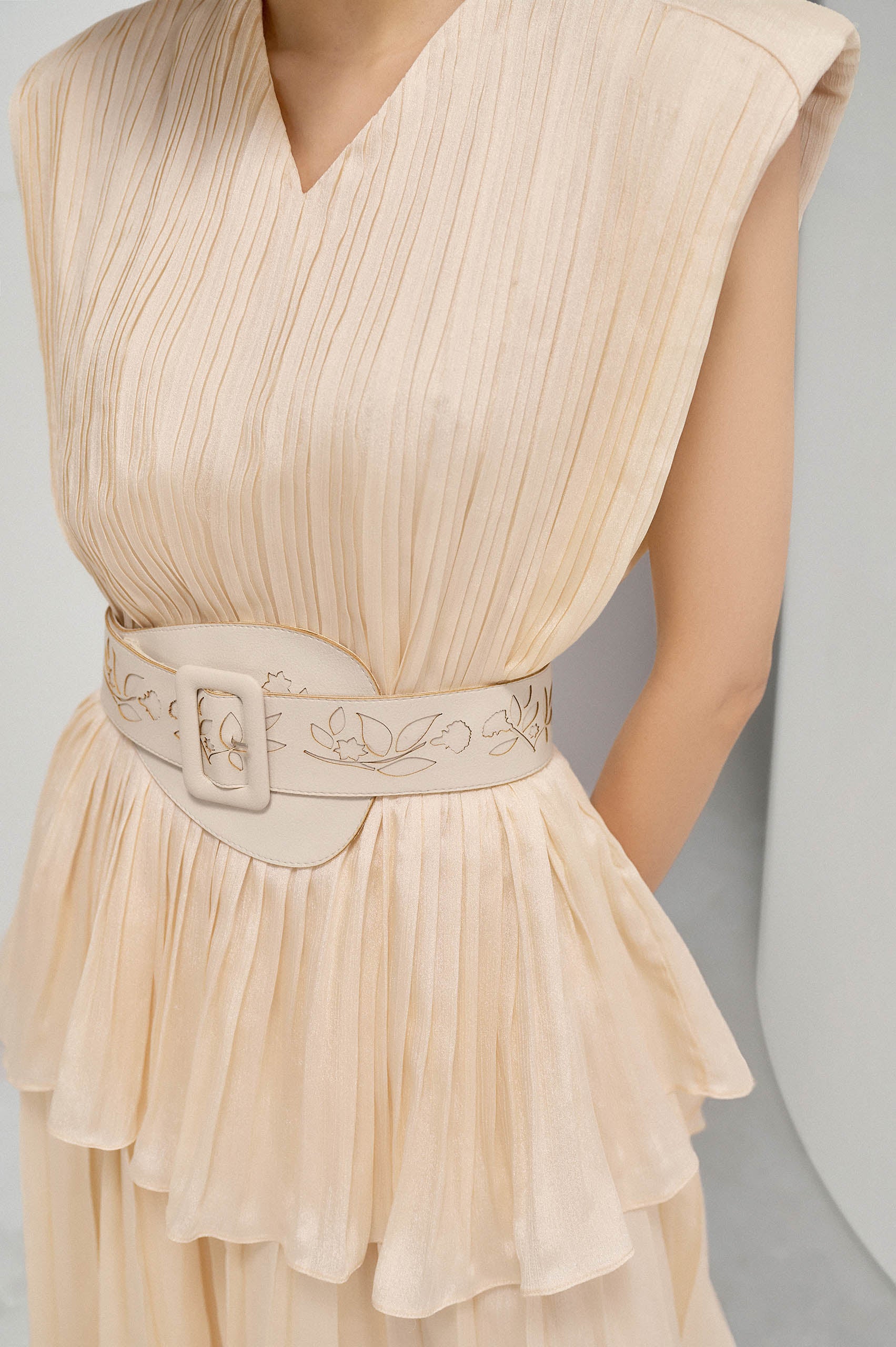 Ivory Square Shoulder Tunic Dress