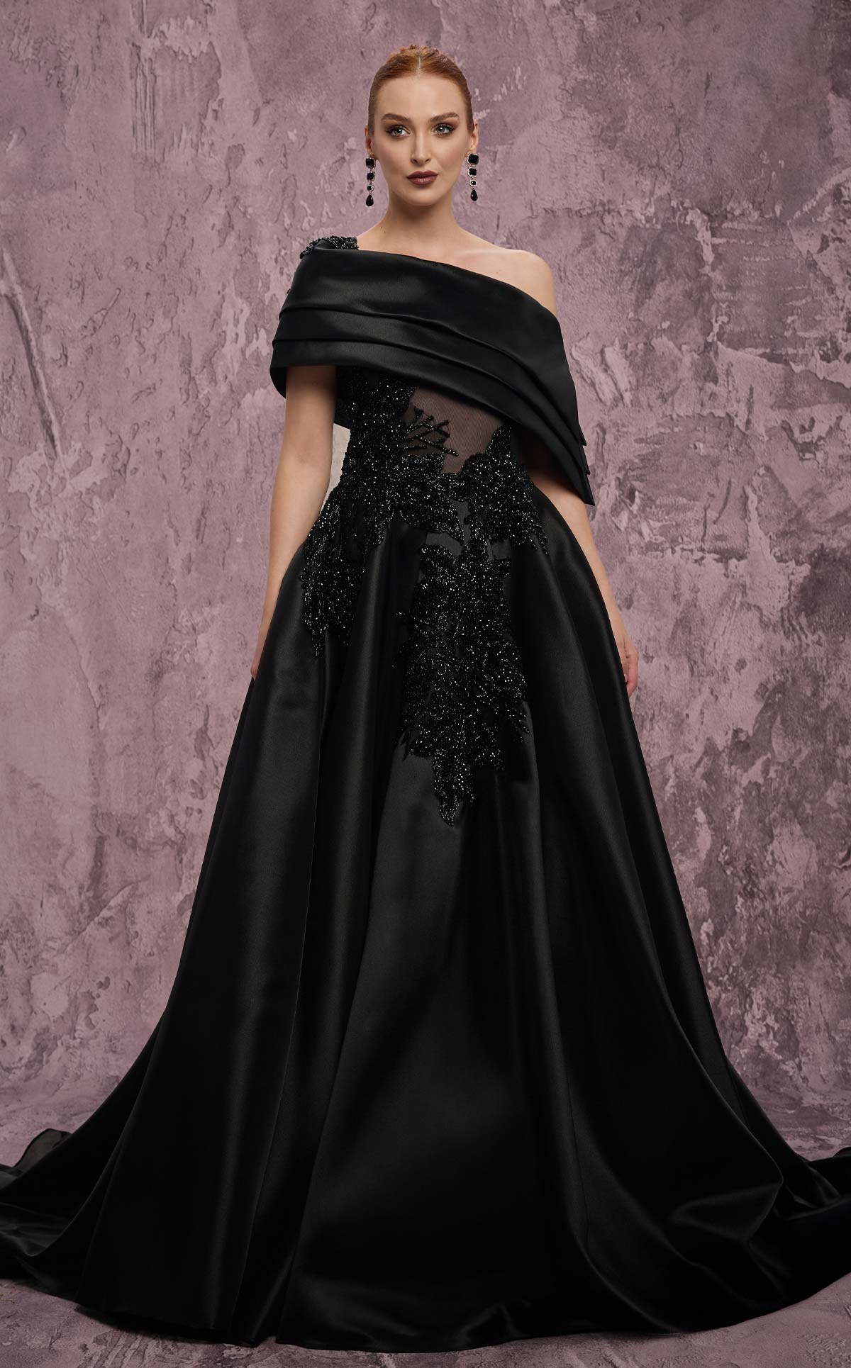 MNM Couture J03128: One-Shoulder Taffeta Ballgown