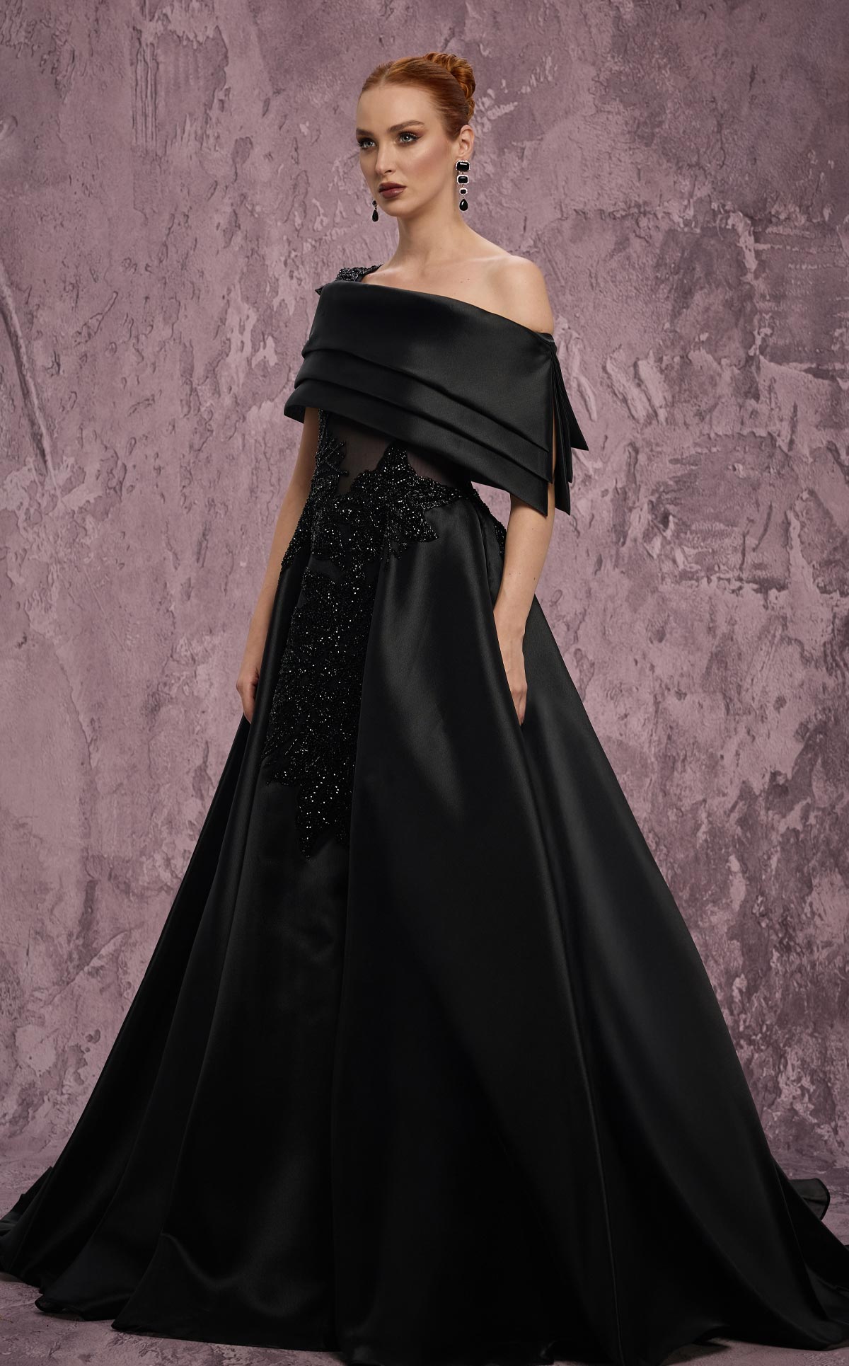 MNM Couture J03128: One-Shoulder Taffeta Ballgown