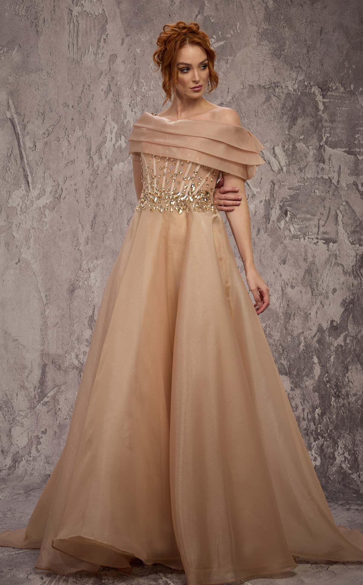 MNM Couture J03599: Crystal Organza Ballgown