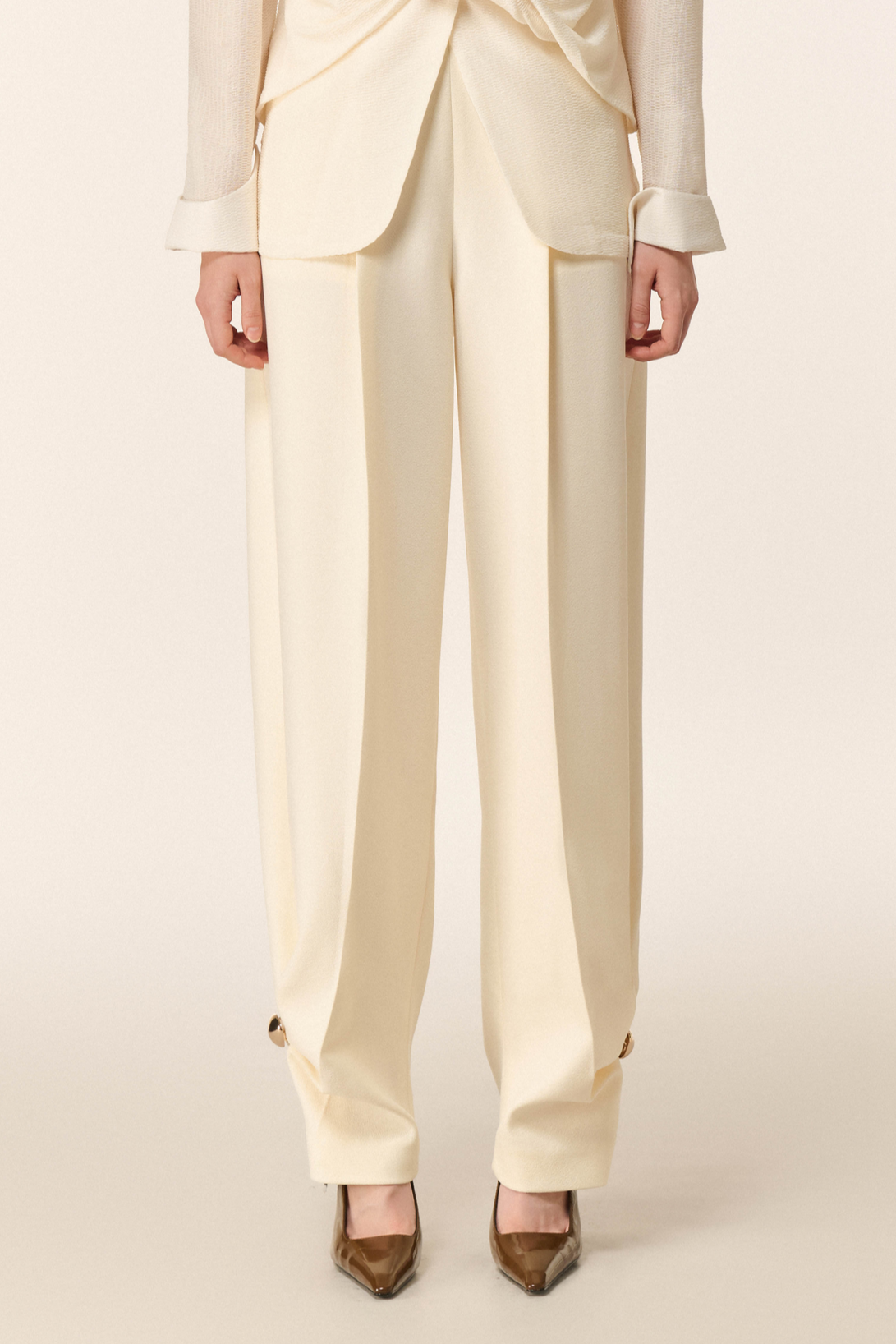 Jacquard Double Knit Crepe Pants