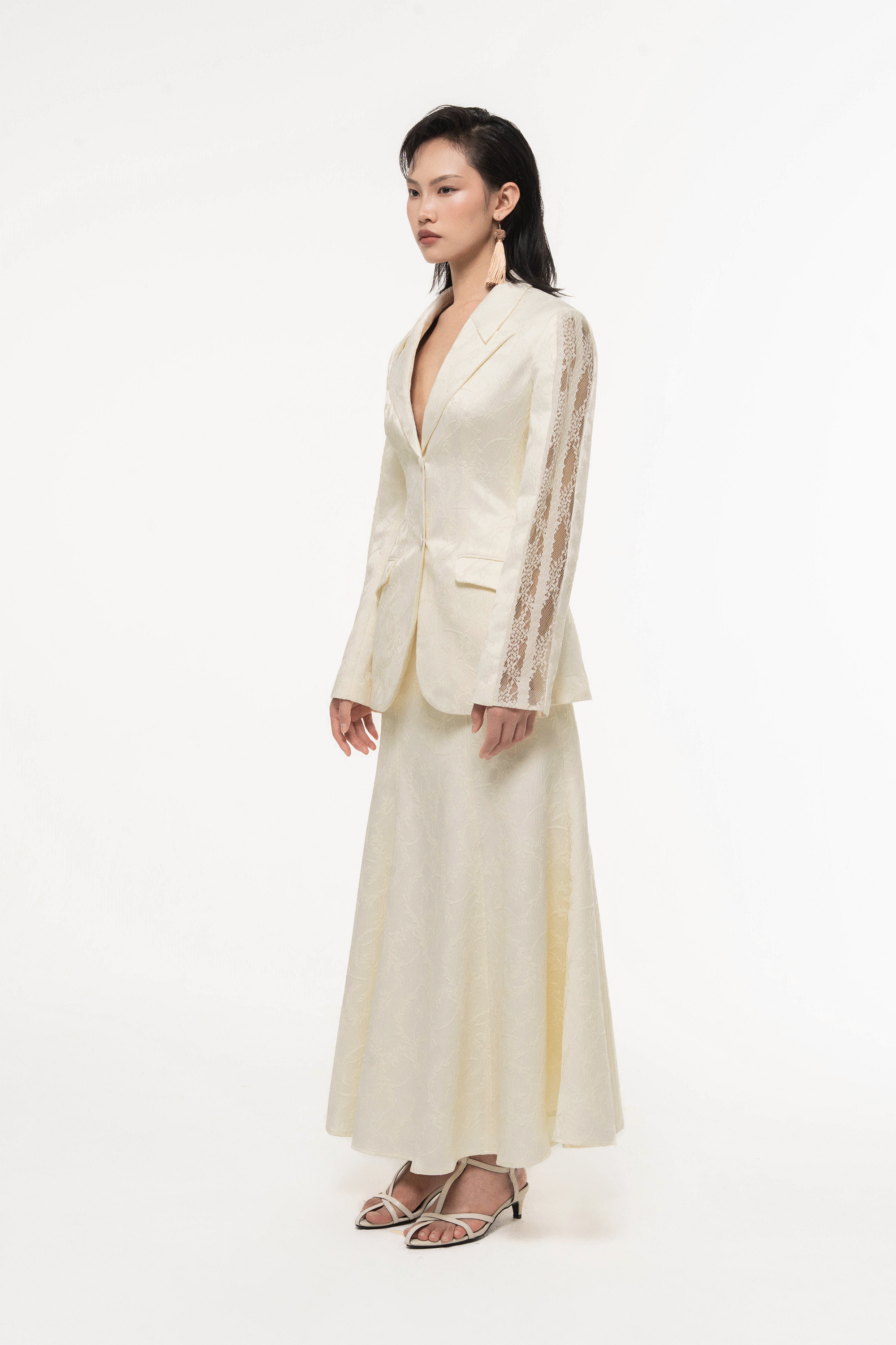 Jacquard Lace Trim Skirt Set Design