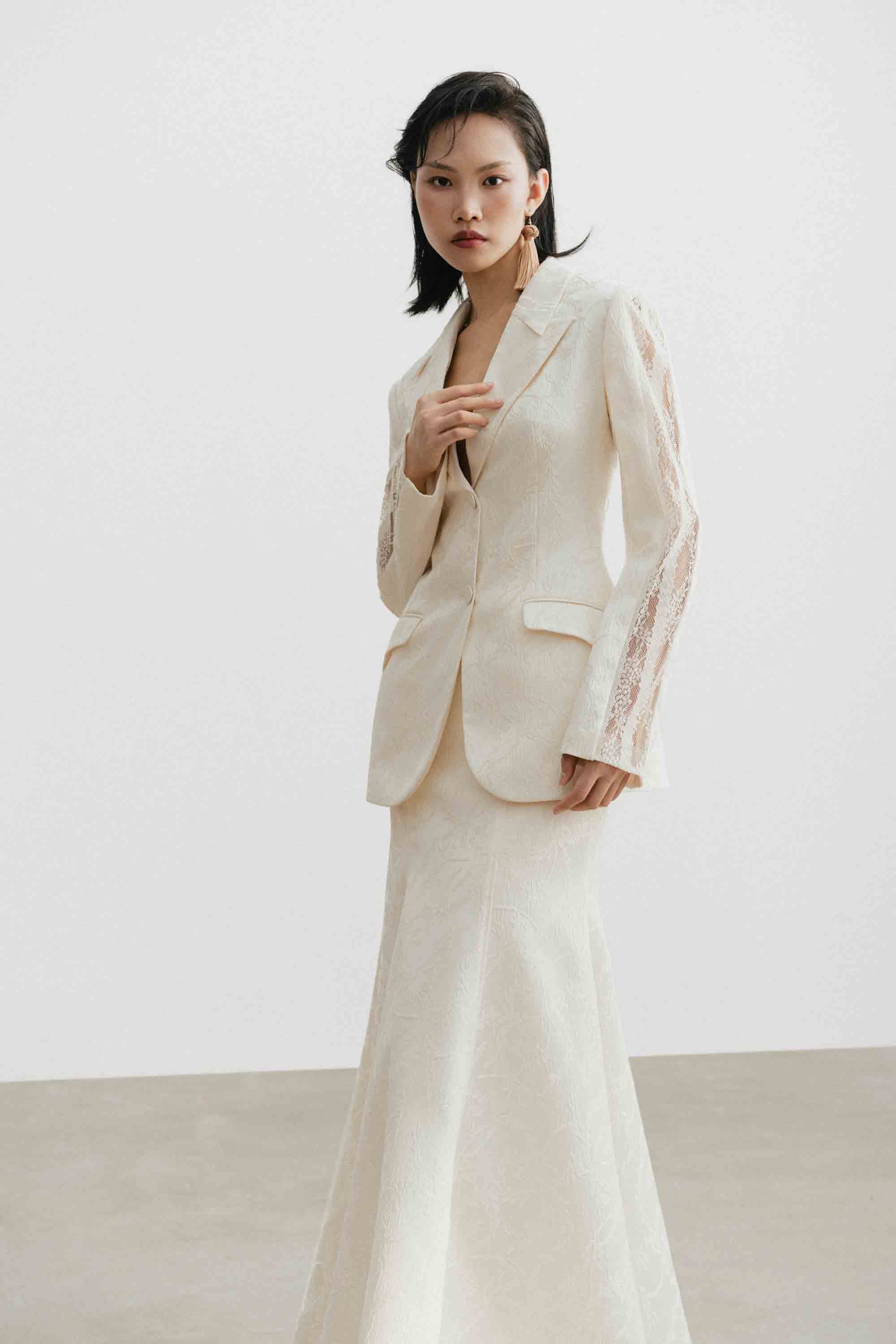 Jacquard Lace Trim Skirt Set Design