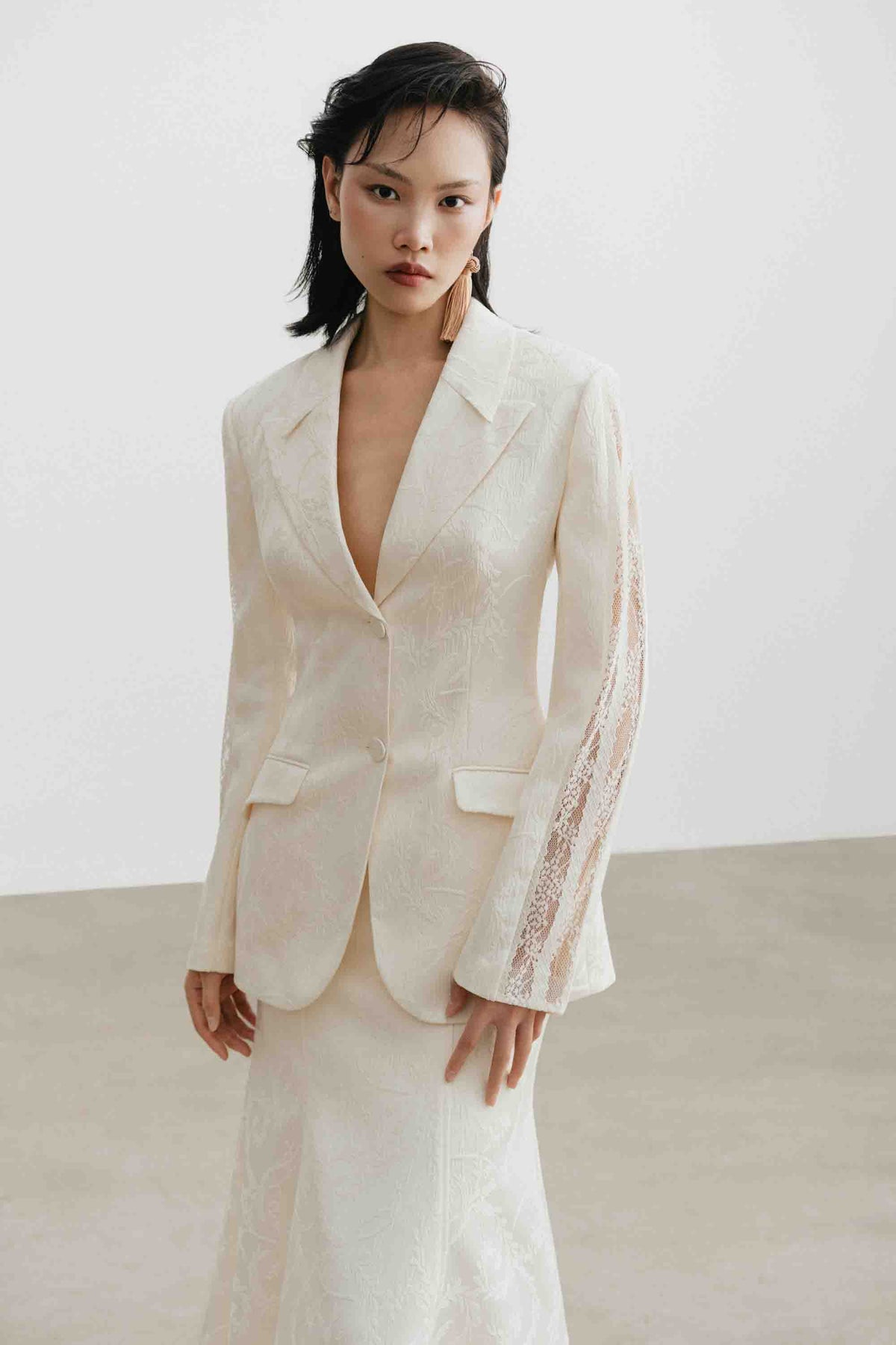 Jacquard Lace Trim Skirt Set Design