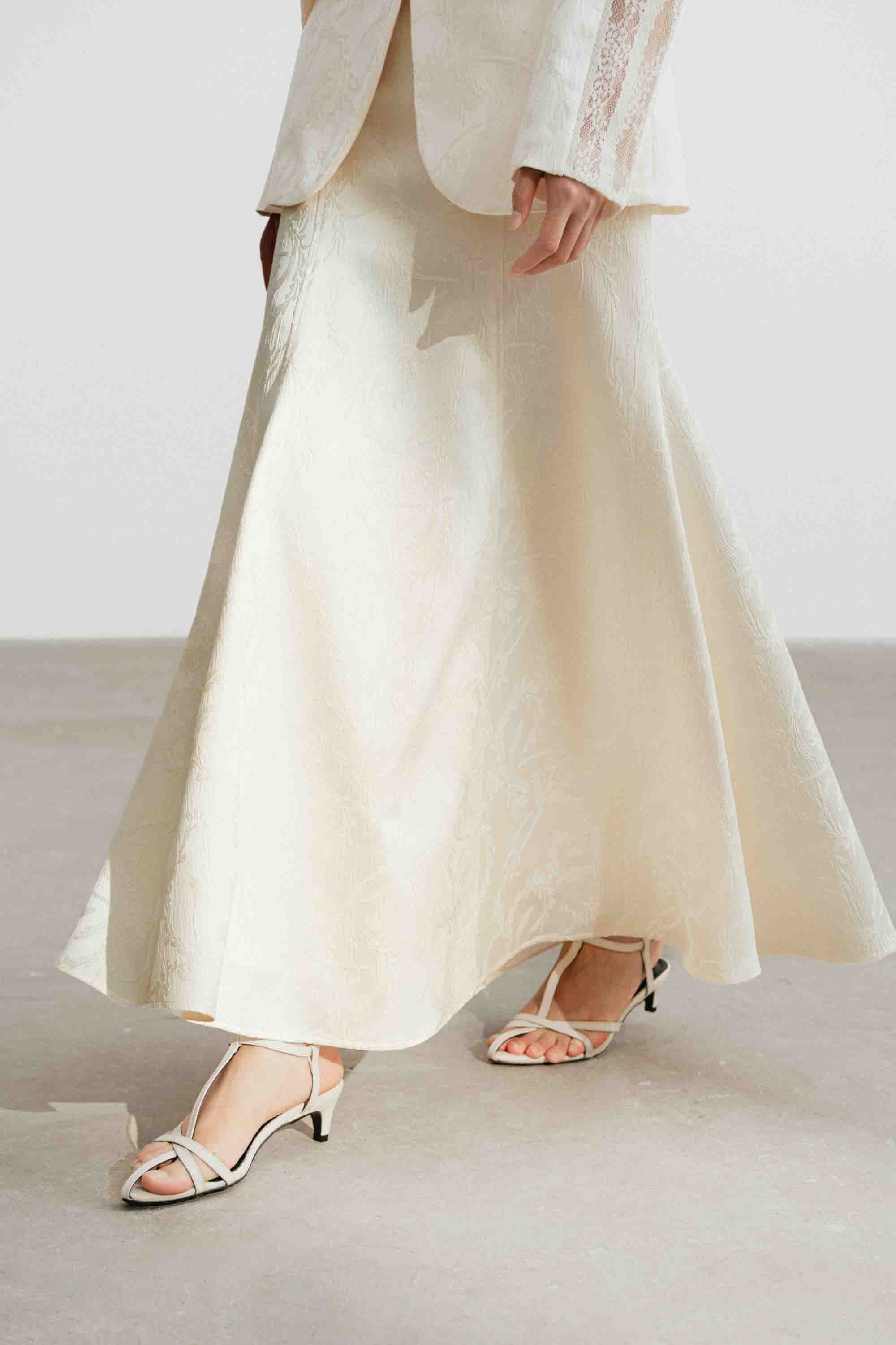Jacquard Lace Trim Skirt Set Design