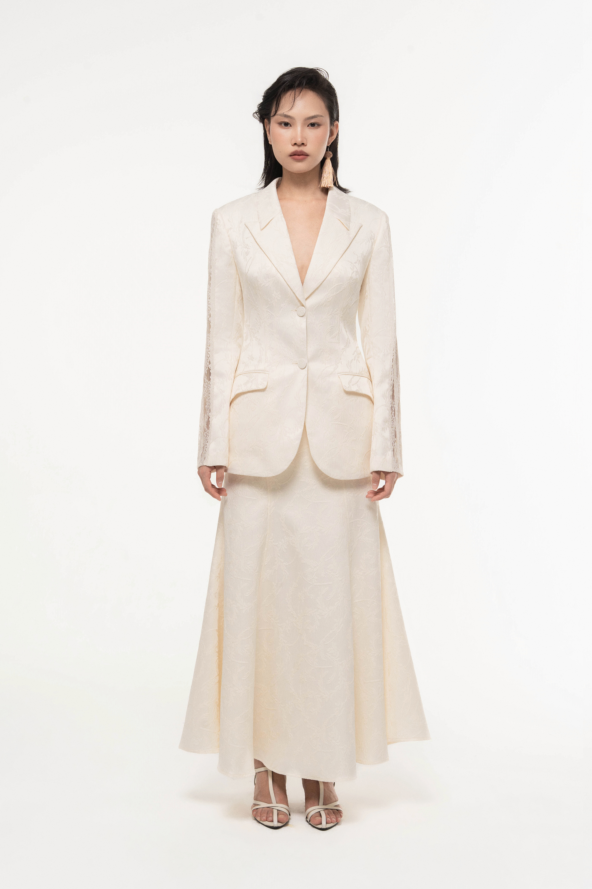 Jacquard Lace Trim Skirt Set Design