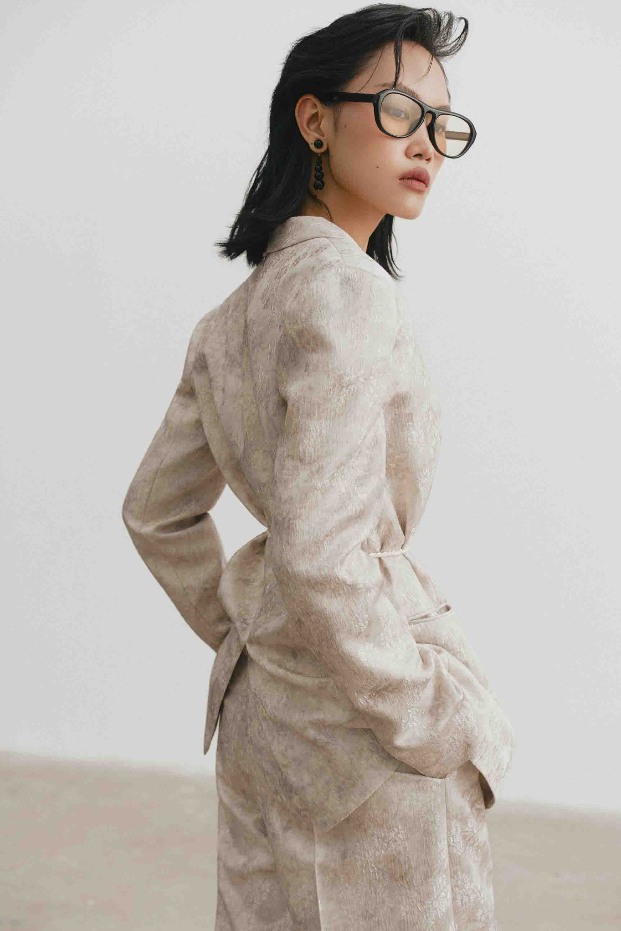 Jacquard V-Neck Blazer