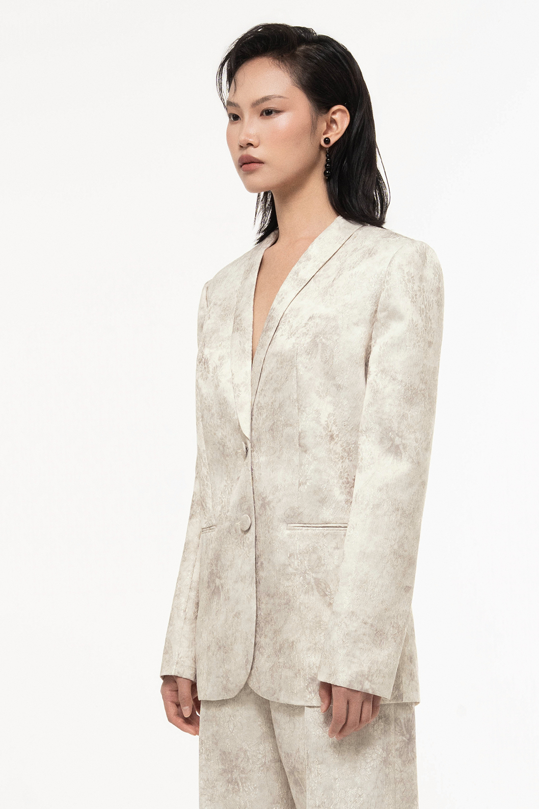 Jacquard V-Neck Blazer